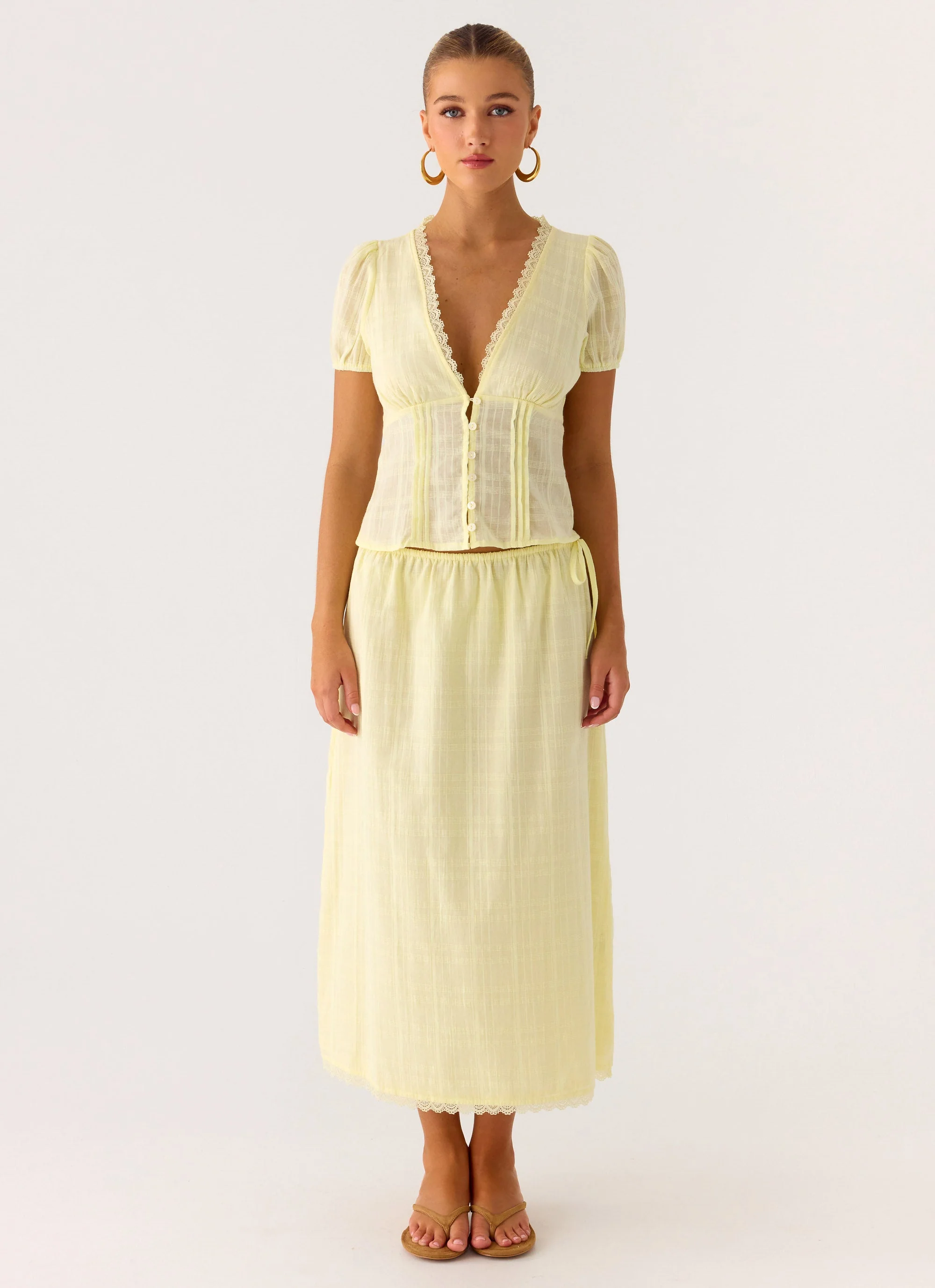 Sweet Lullaby Button Up Shirt - Lemon Yellow - Image 5
