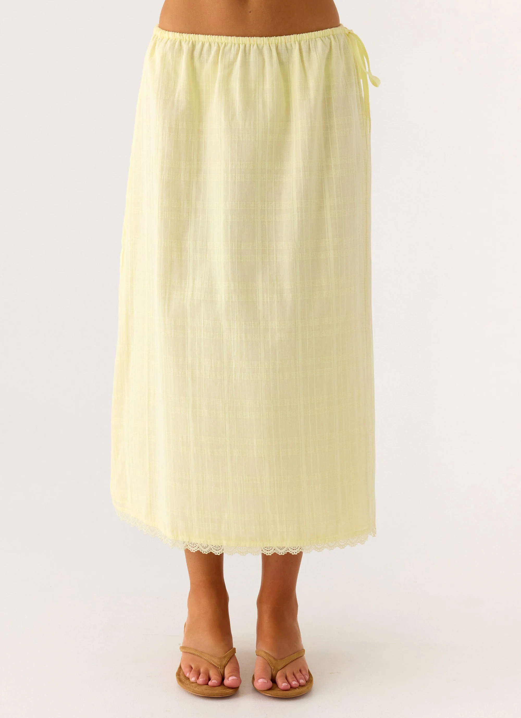 Sweet Lullaby Midi Skirt - Lemon Yellow - Image 2