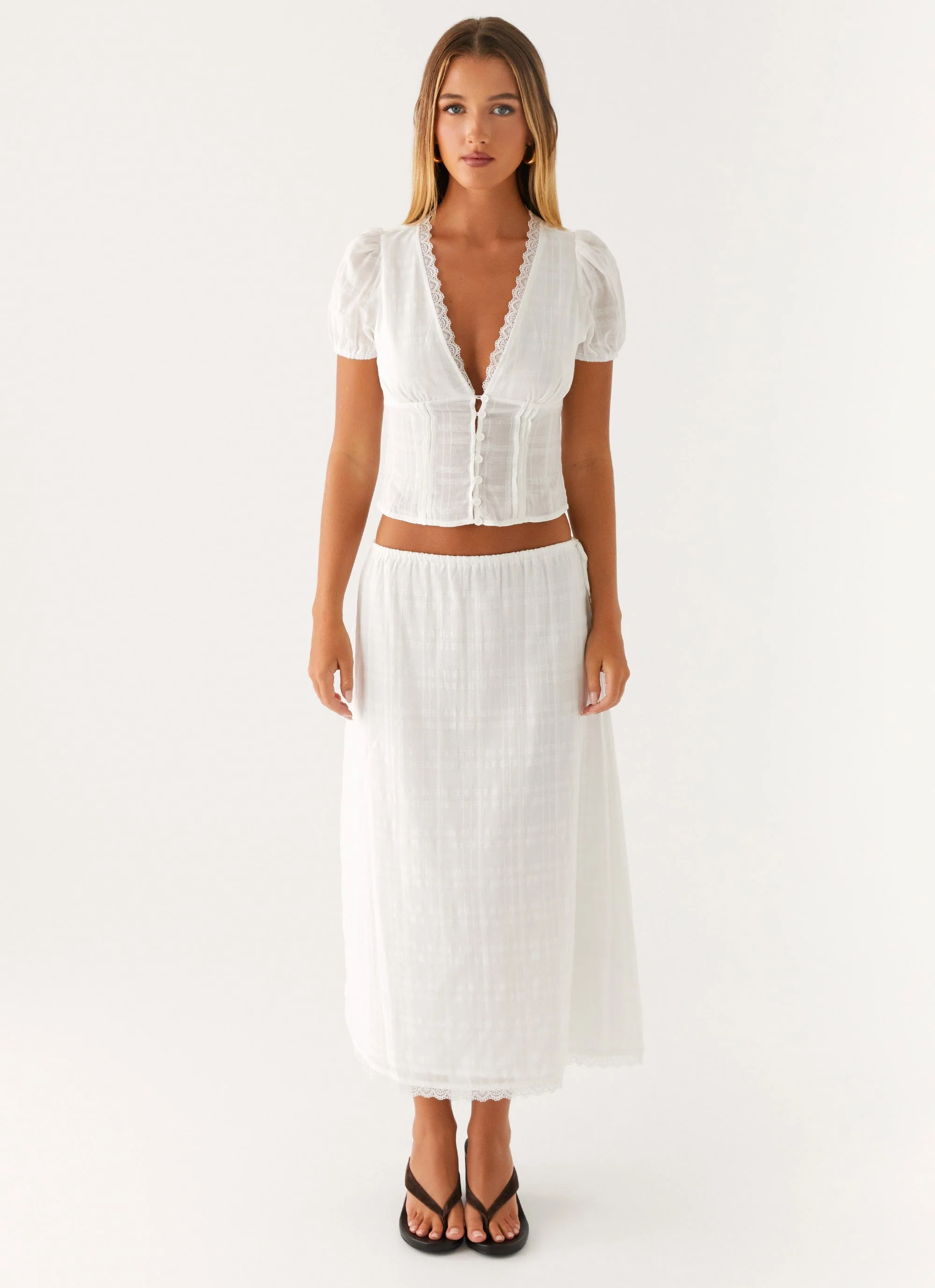 Sweet Lullaby Midi Skirt - White - Image 2