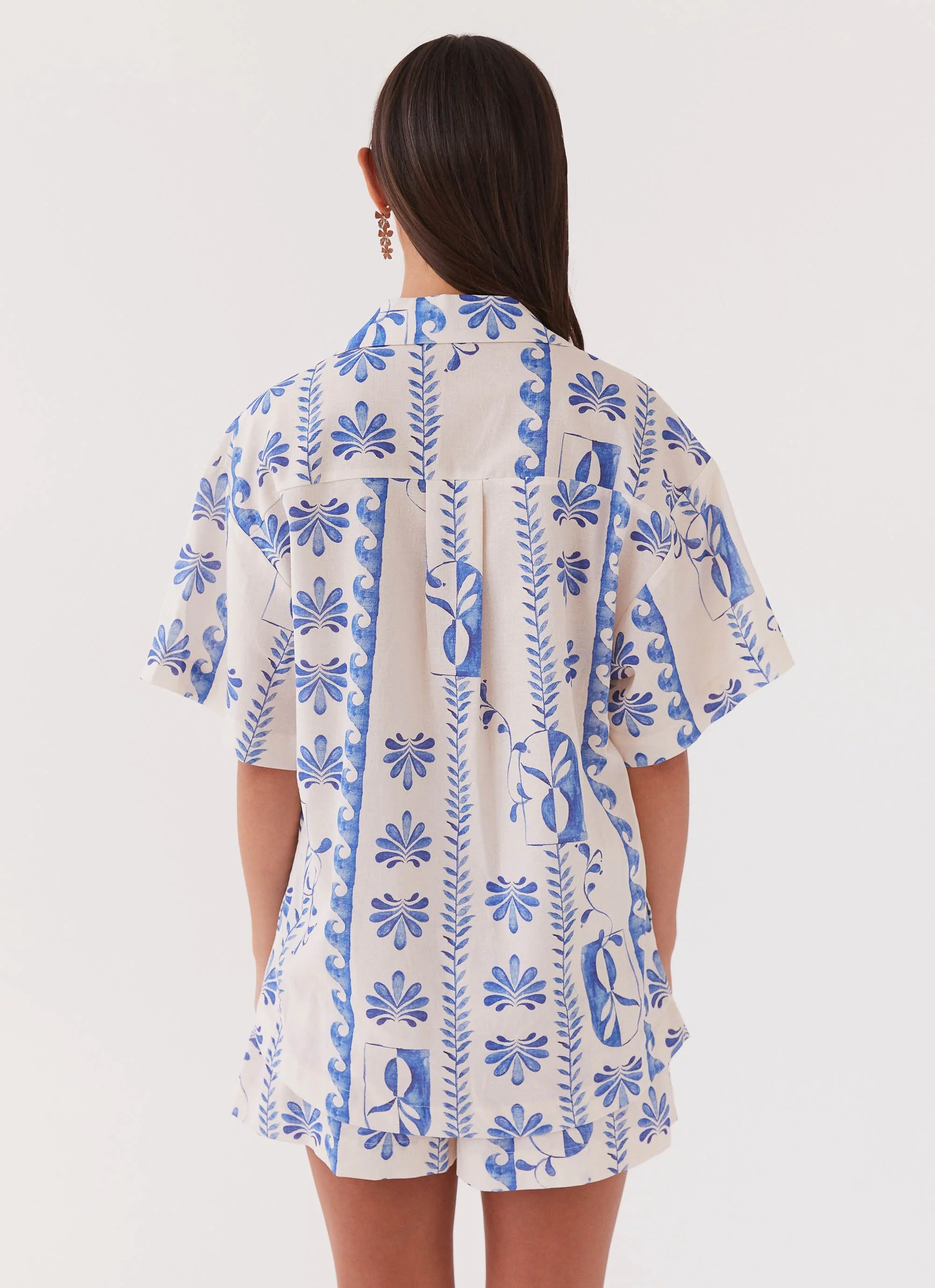 Sweet Relief Linen Oversized Shirt - Floral Wave - Image 4