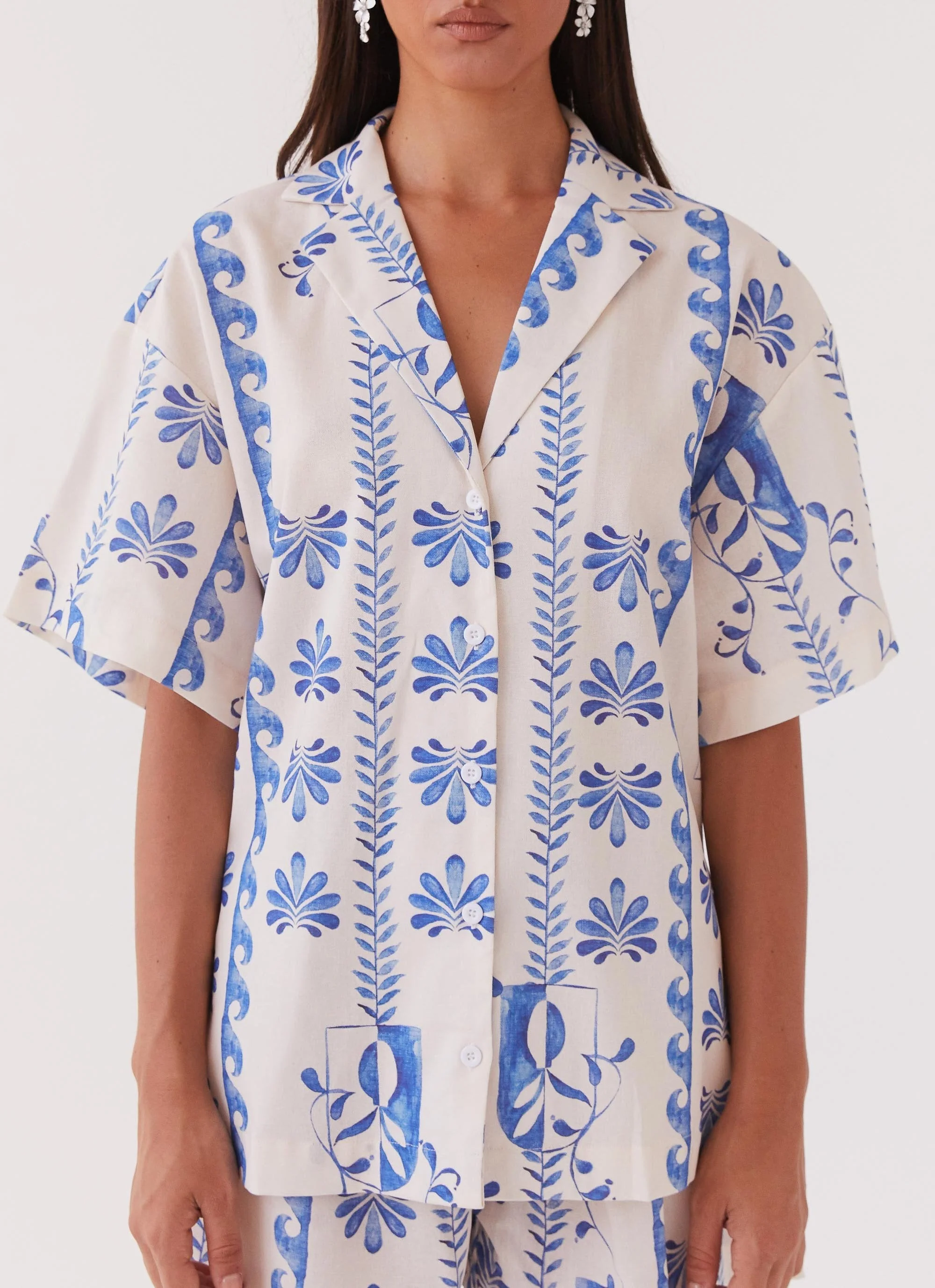 Sweet Relief Linen Oversized Shirt - Floral Wave - Image 6