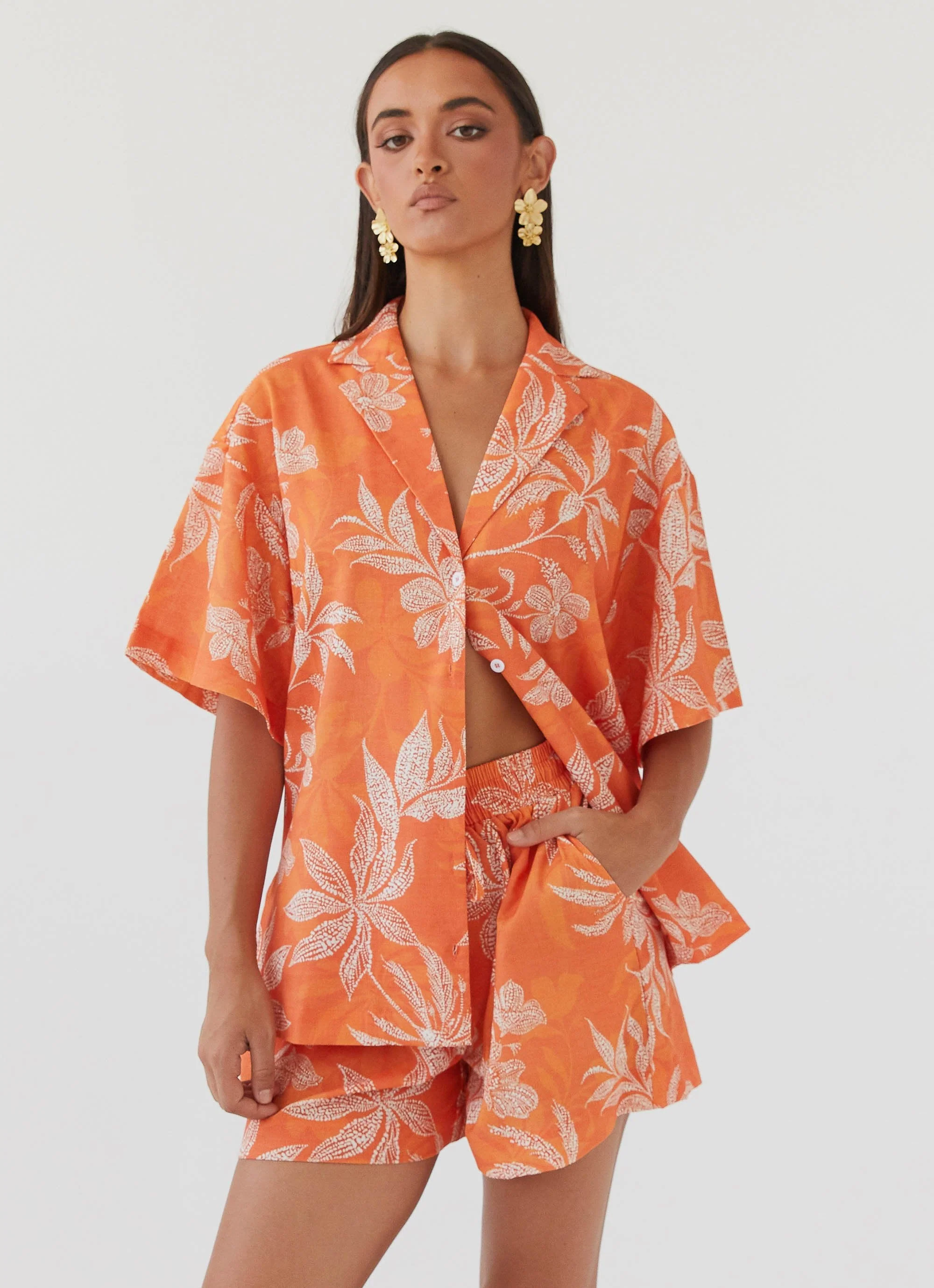 Sweet Relief Oversized Linen Shirt - Tropic Sunset - Image 2