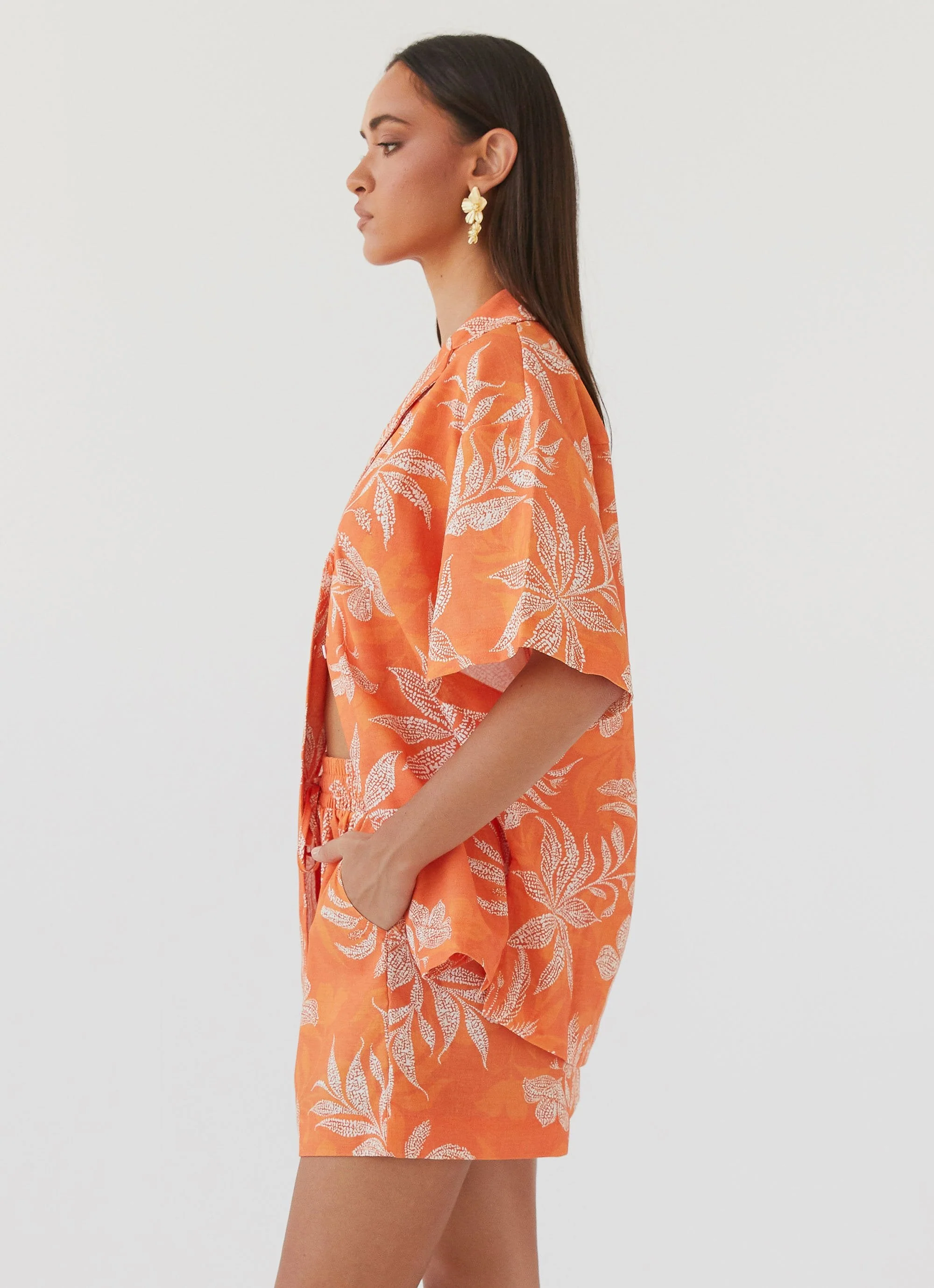 Sweet Relief Oversized Linen Shirt - Tropic Sunset - Image 3