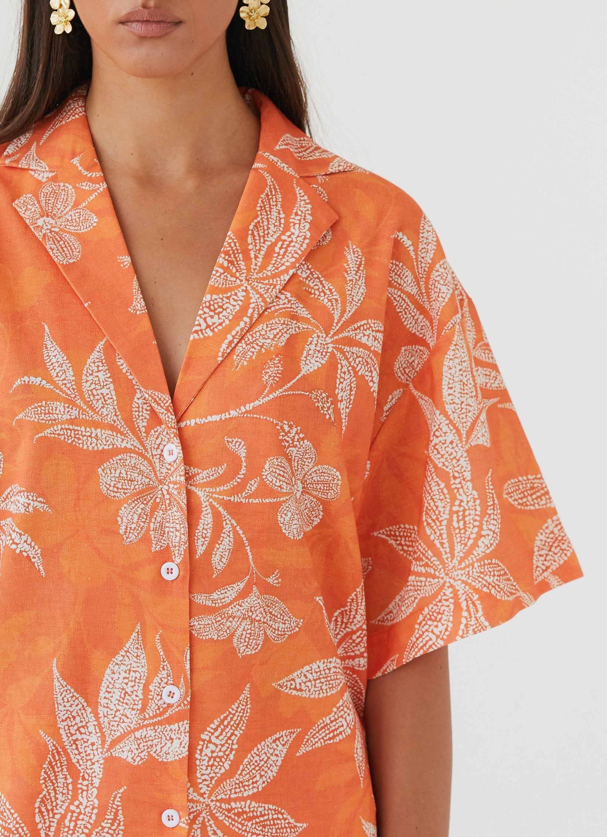 Sweet Relief Oversized Linen Shirt - Tropic Sunset - Image 5