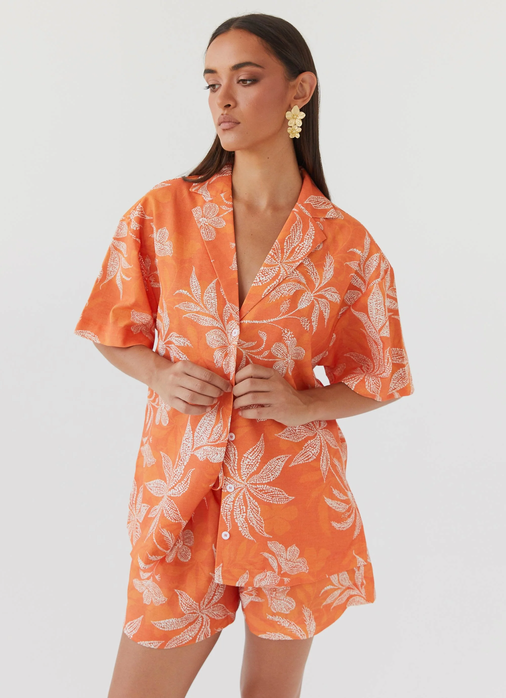 Sweet Relief Oversized Linen Shirt - Tropic Sunset - Image 6