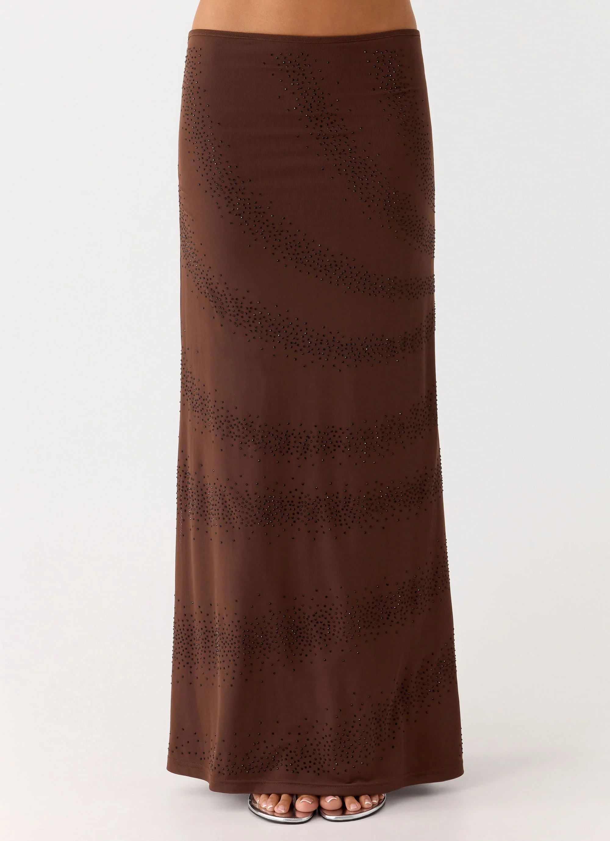 Sweet Sky Beaded Maxi Skirt - Chocolate - Image 4