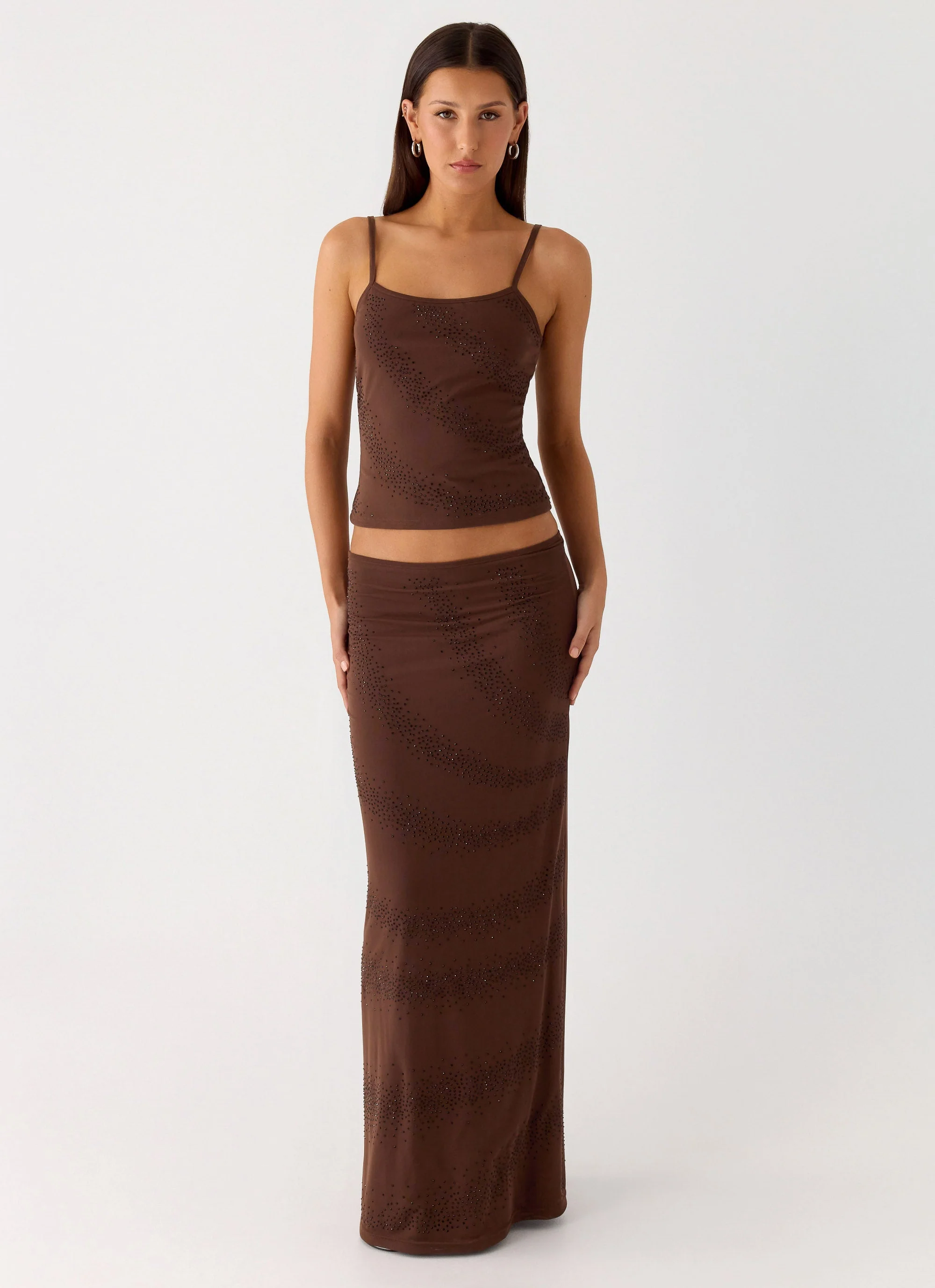 Sweet Sky Beaded Maxi Skirt - Chocolate - Image 5