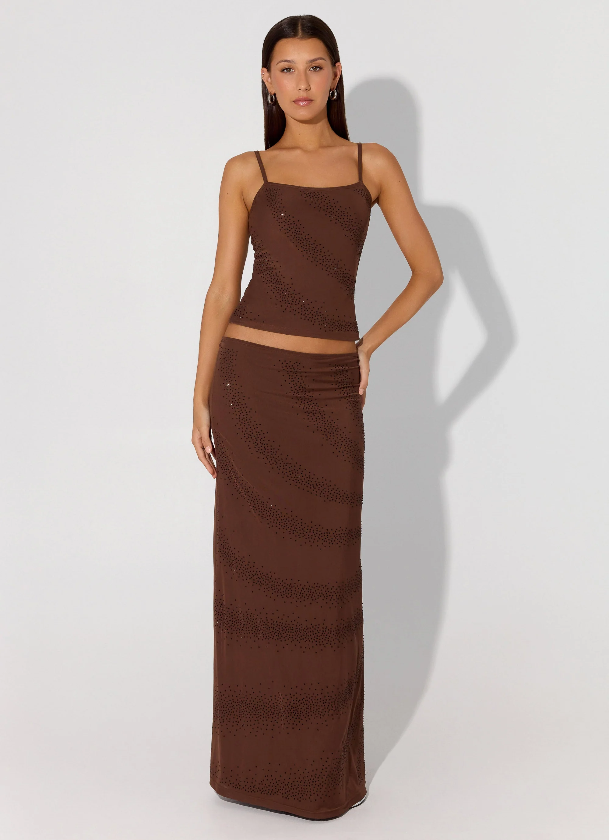 Sweet Sky Beaded Maxi Skirt - Chocolate - Image 7