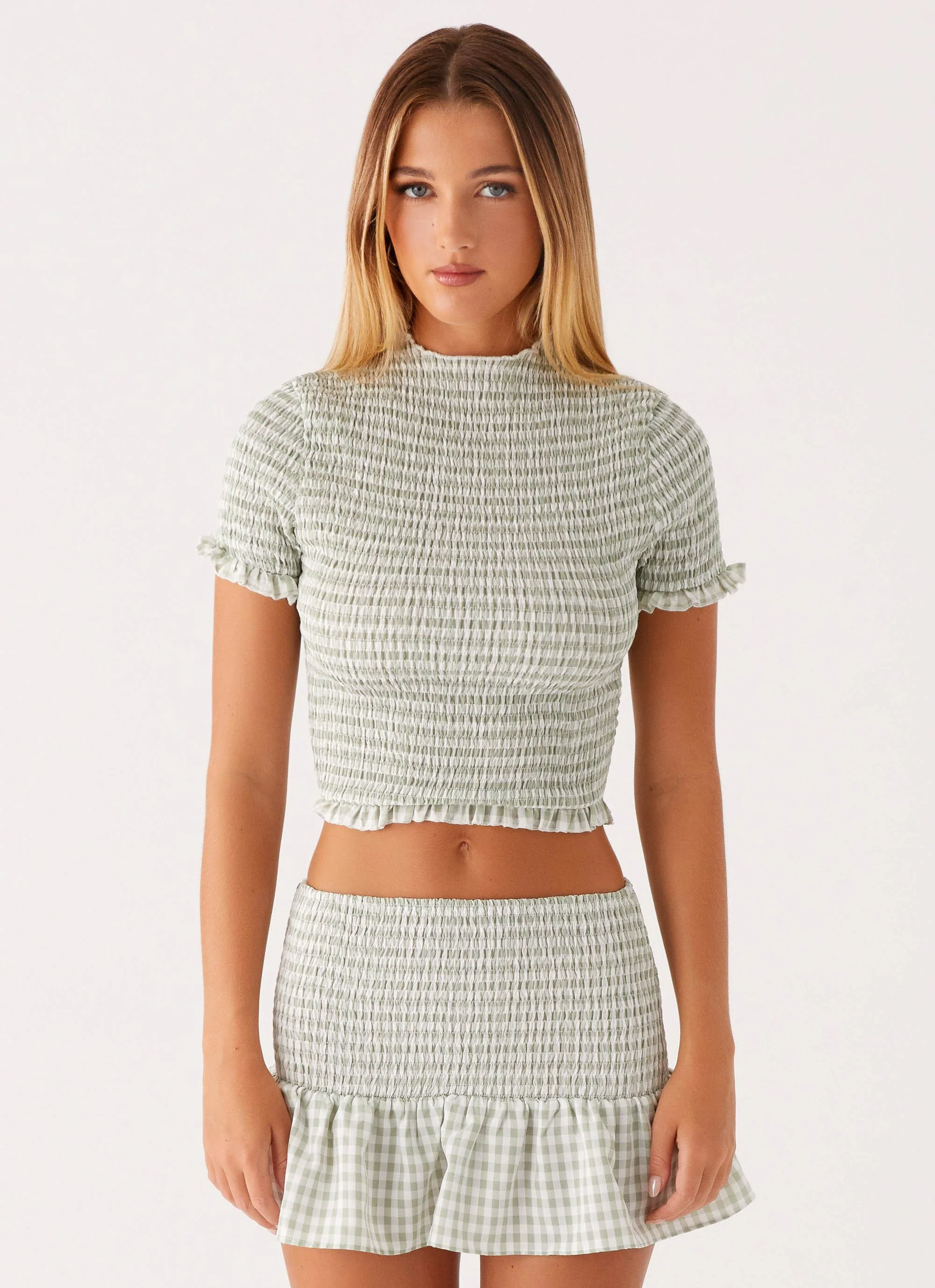 Sweetest Pie T-Shirt - Sage Gingham - Image 6