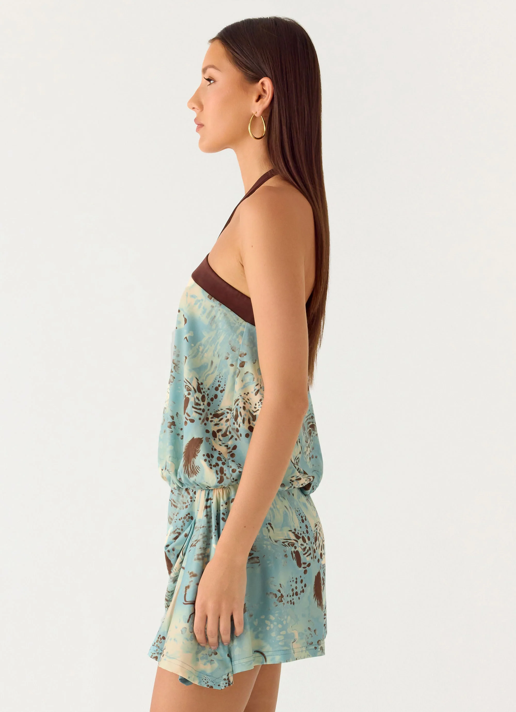 Switch Up Halter Mini Dress - Aqua Blur - Image 2