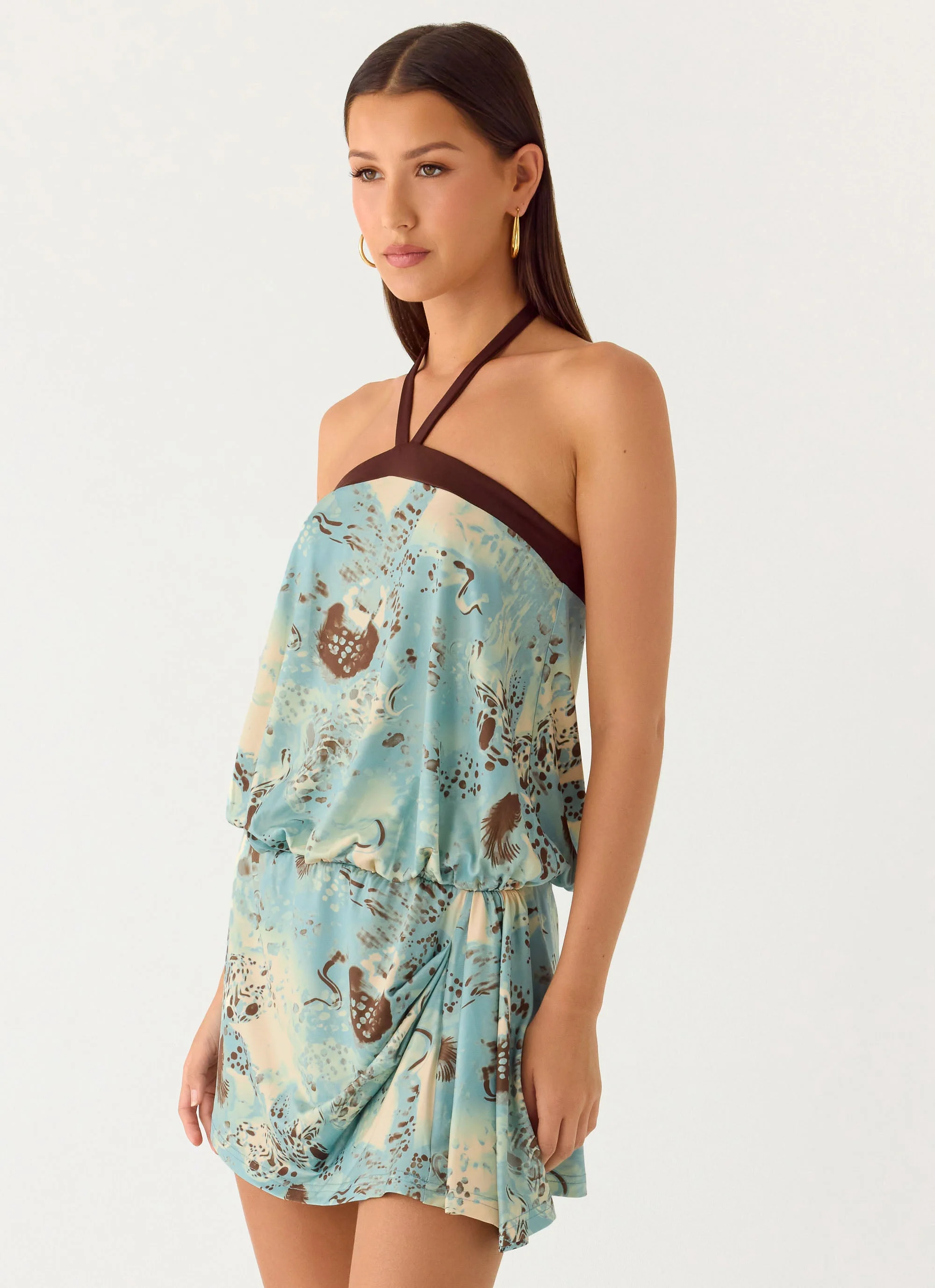 Switch Up Halter Mini Dress - Aqua Blur - Image 5