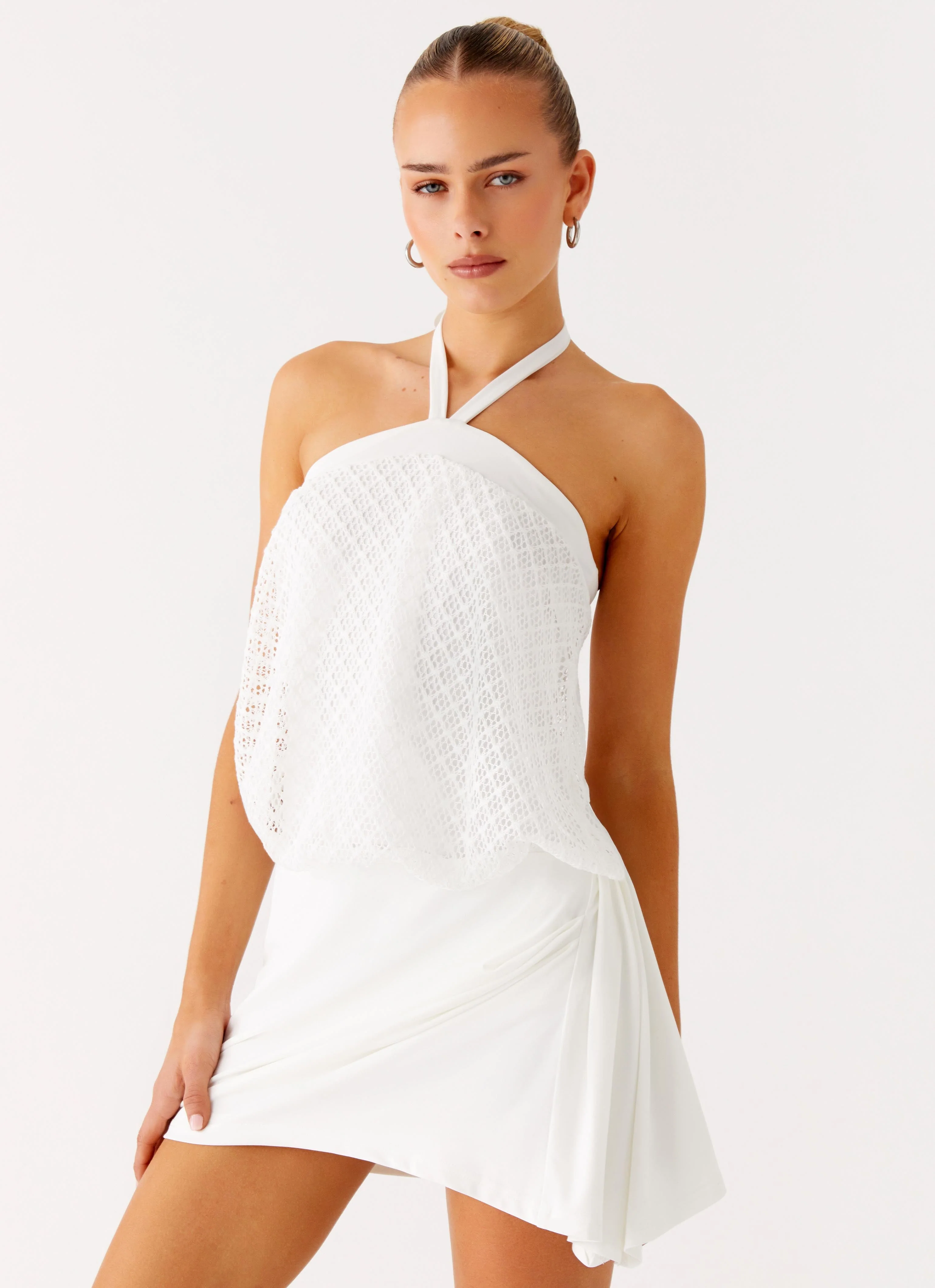 Switch Up Halter Mini Dress - Ivory - Image 6