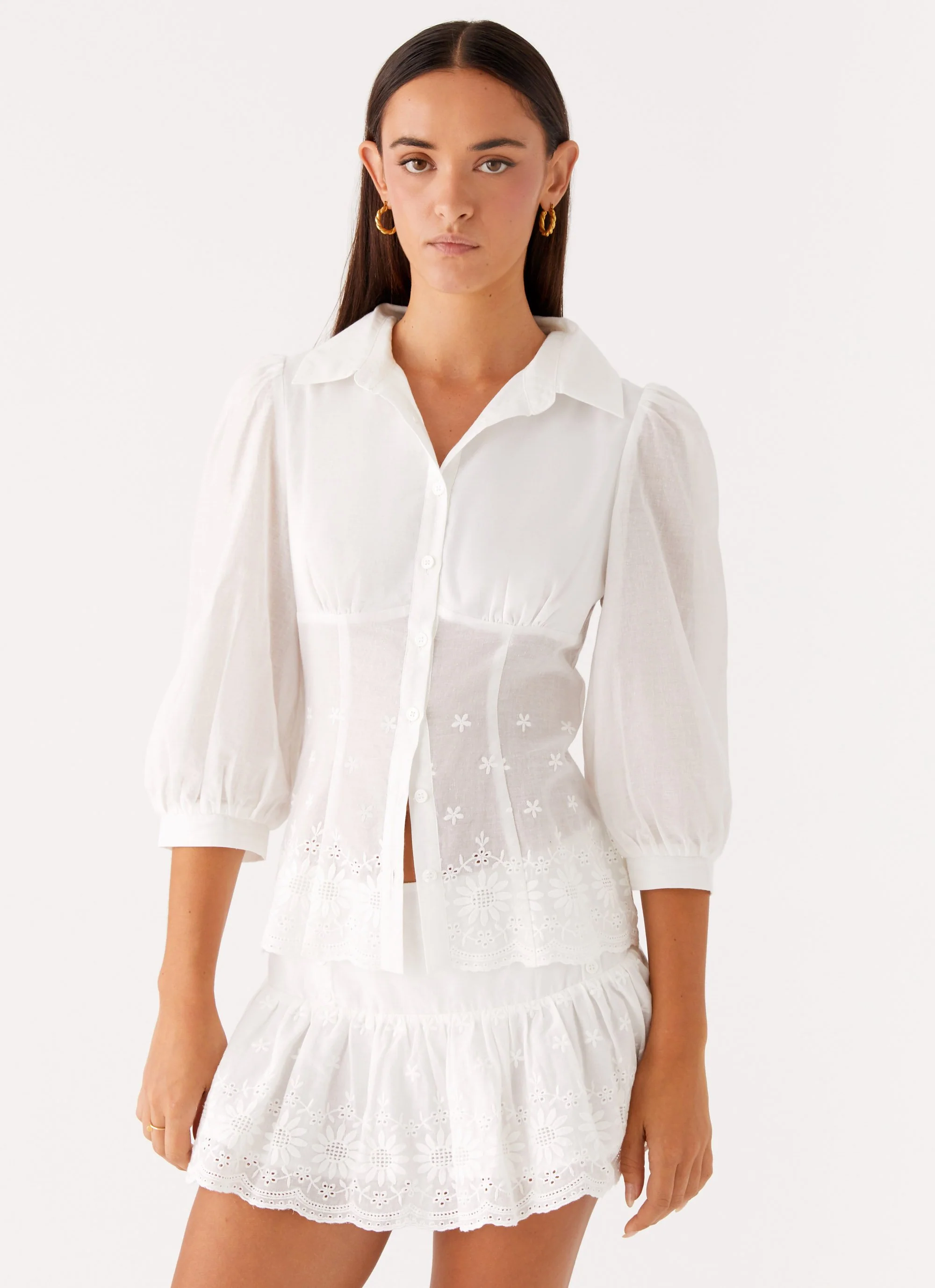 Sync Love Broderie Mini Skirt - White - Image 5
