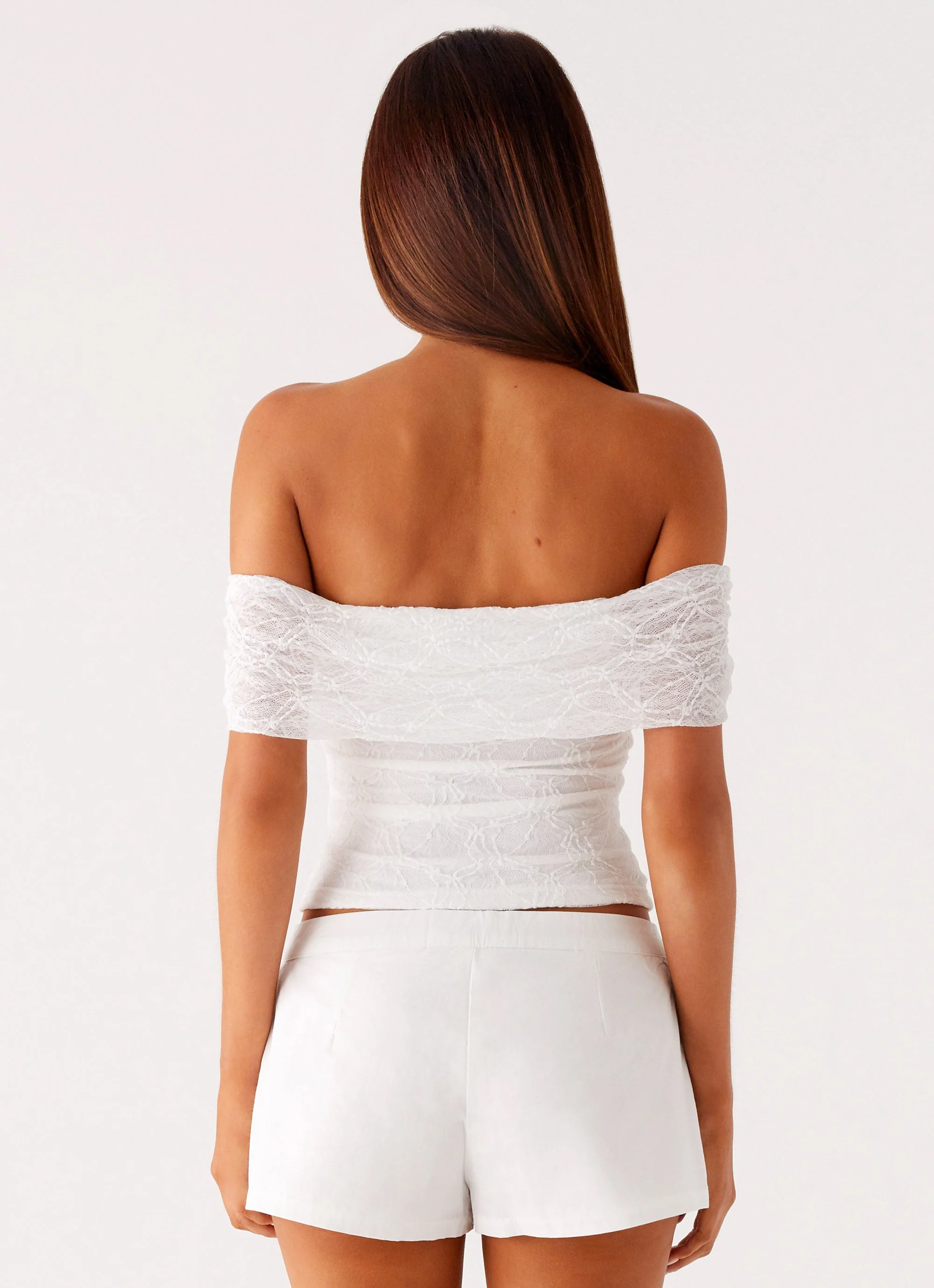 Tabby Off Shoulder Top - White - Image 3
