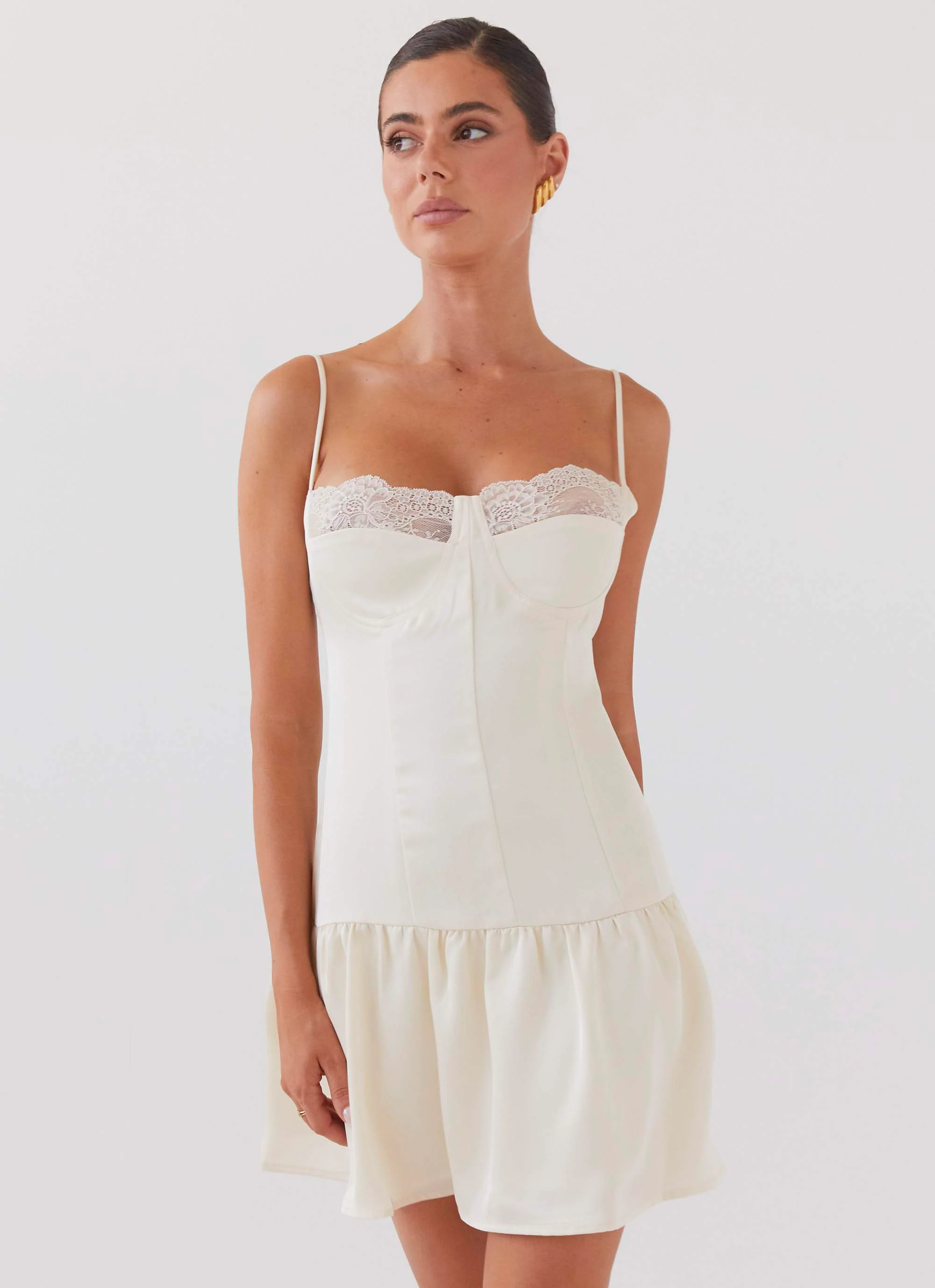 Take A Chance Bustier Mini Dress - Ivory - Image 5