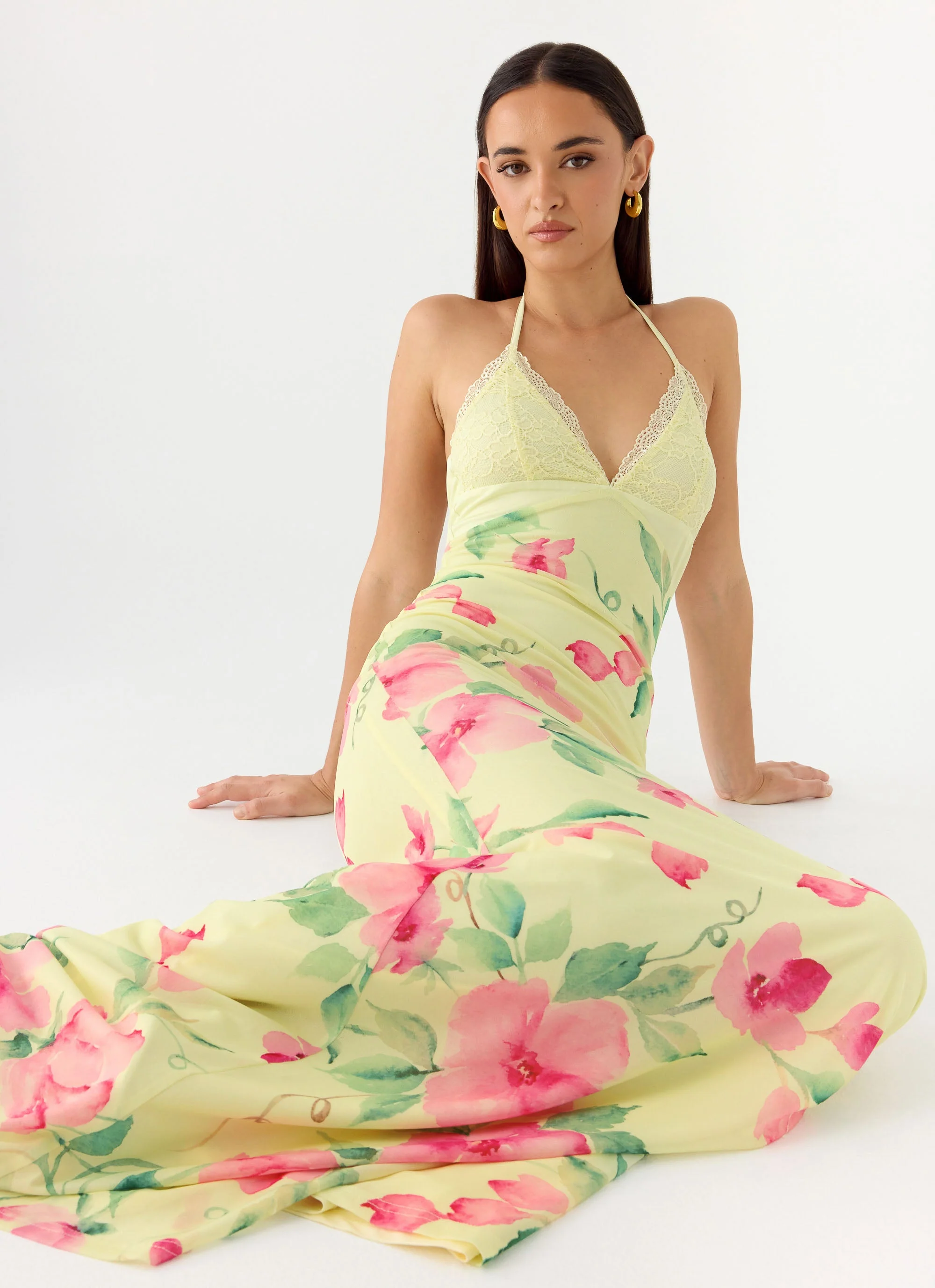 Takedown Halter Maxi Dress - Lemon Soleil - Image 5