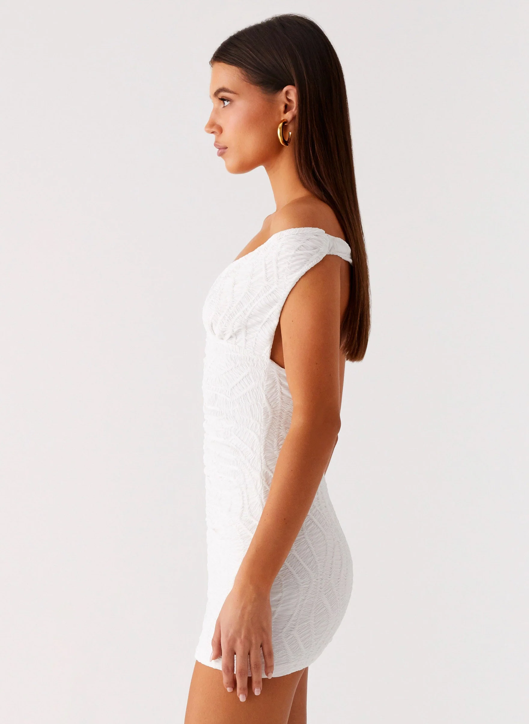 Takoda Off Shoulder Mini Dress - White - Image 4