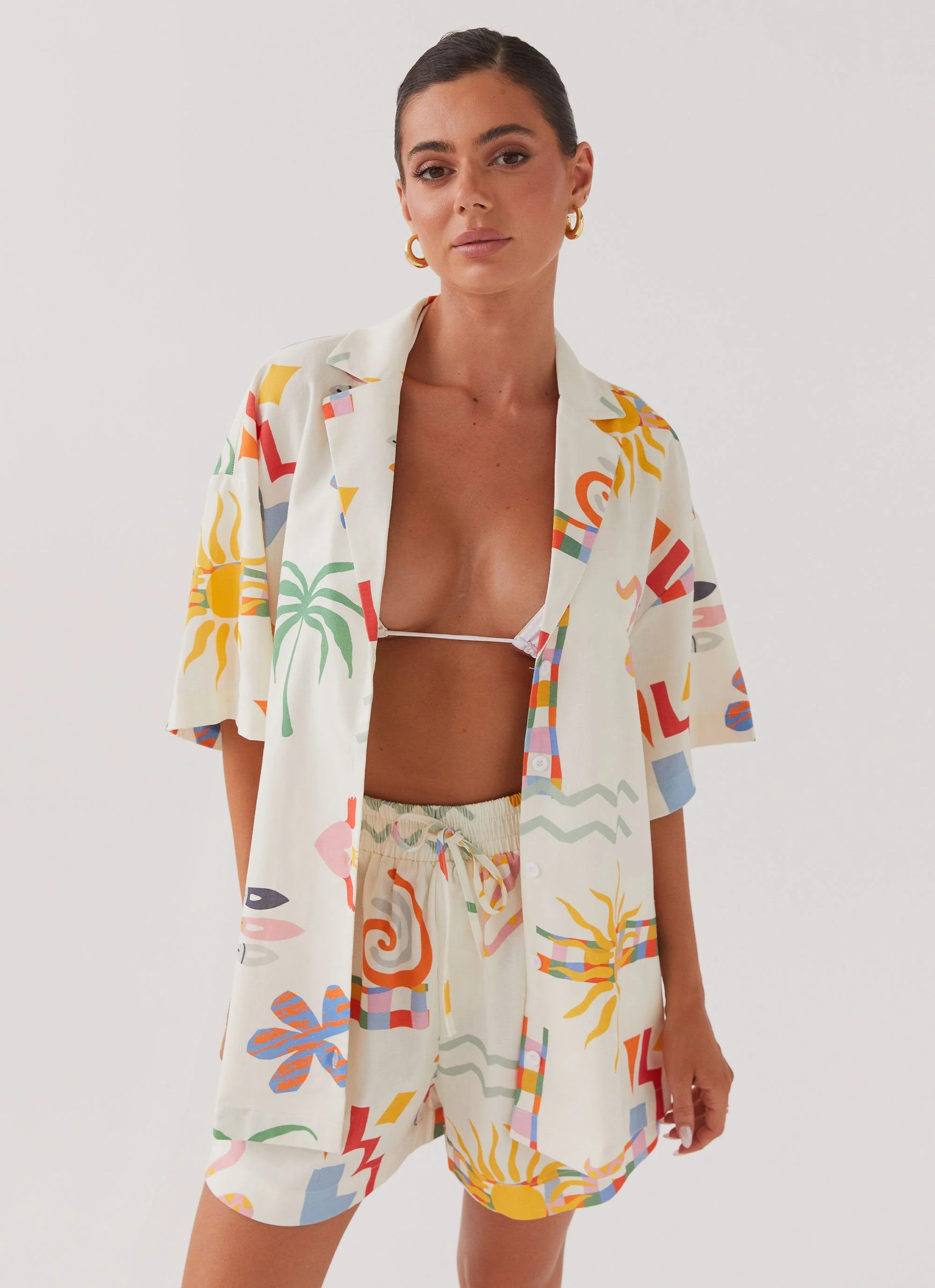 Tallulah Linen Oversized Shirt - Summer Palm - Image 2