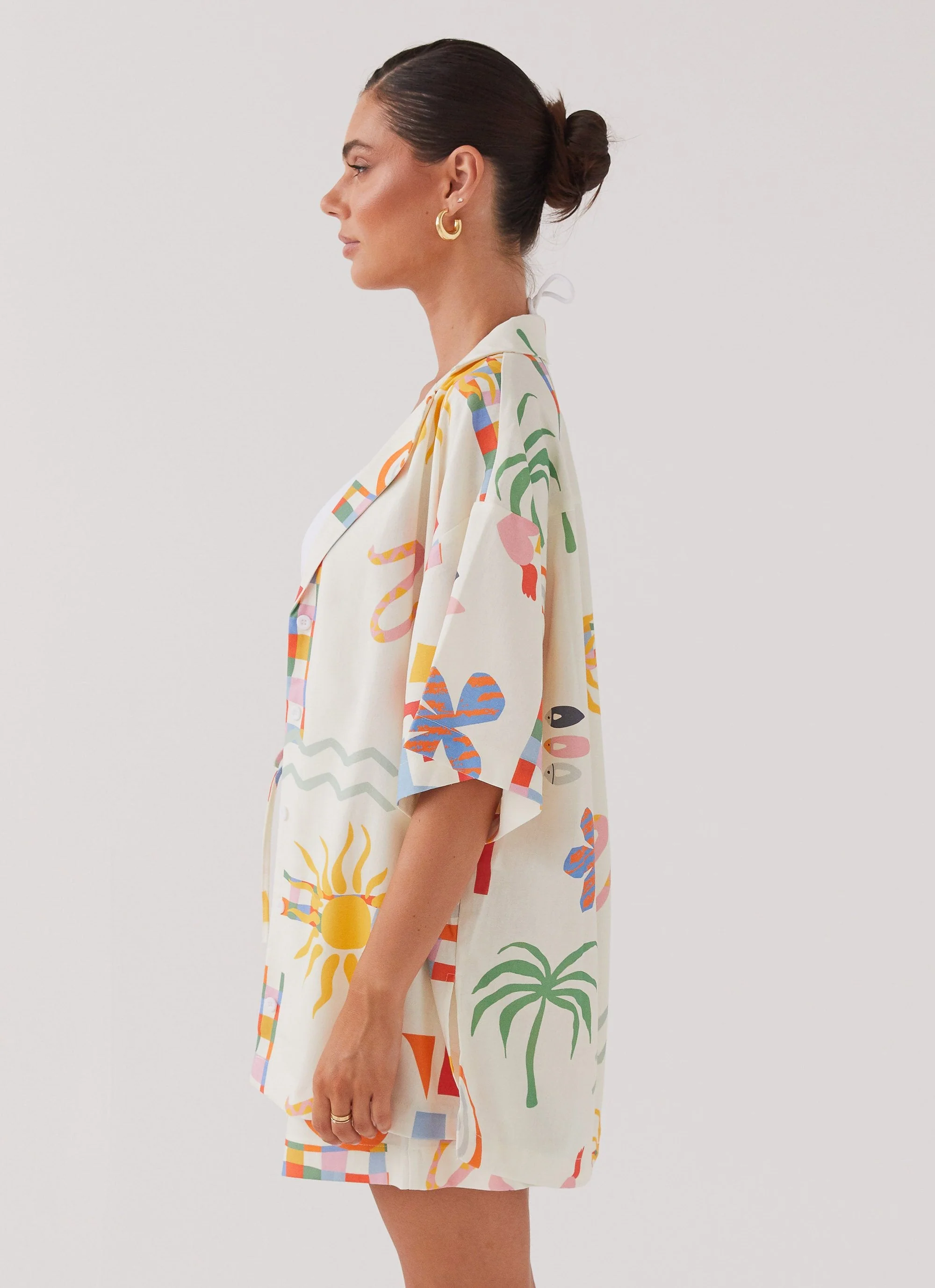 Tallulah Linen Oversized Shirt - Summer Palm - Image 3