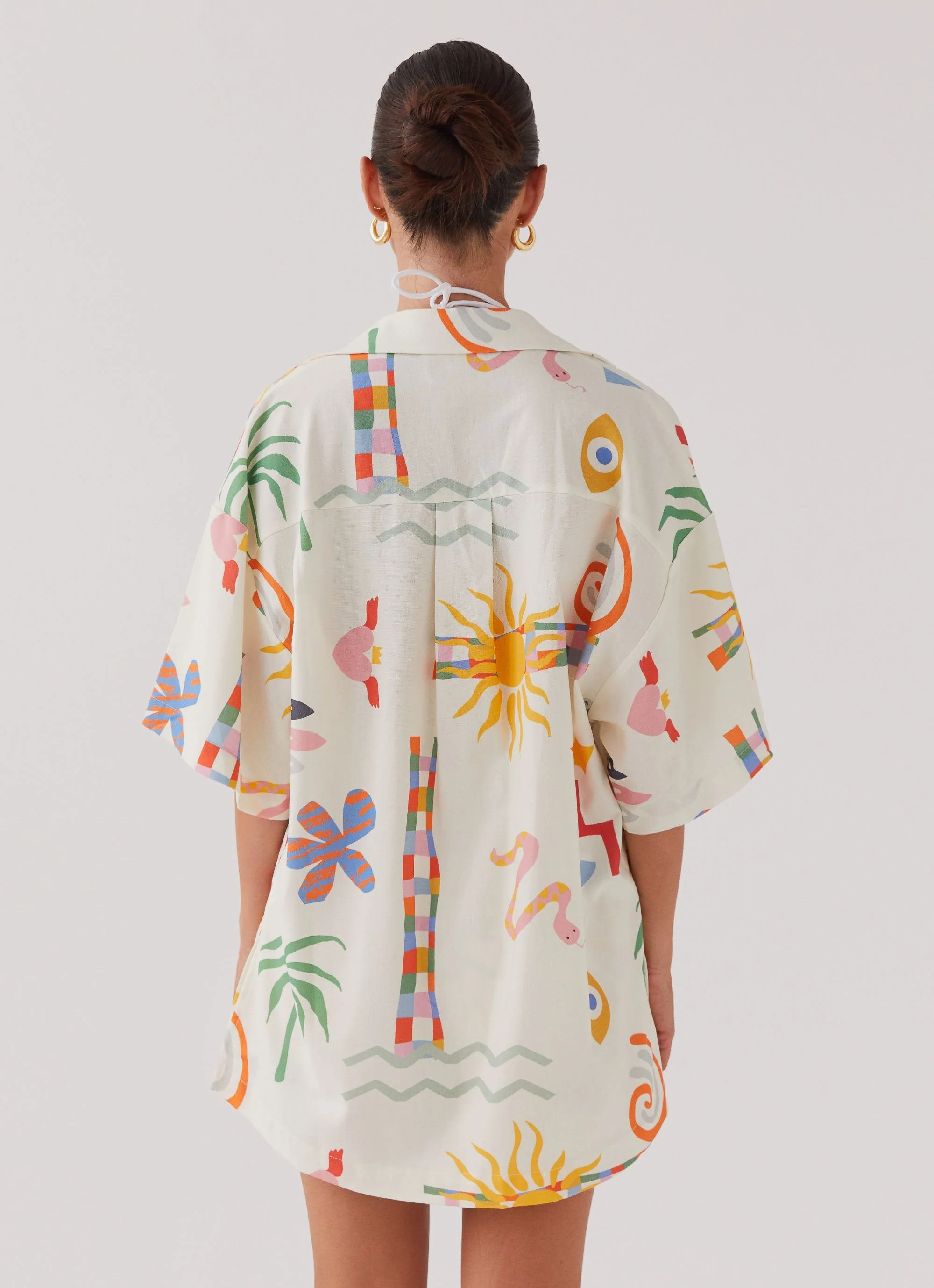 Tallulah Linen Oversized Shirt - Summer Palm - Image 4