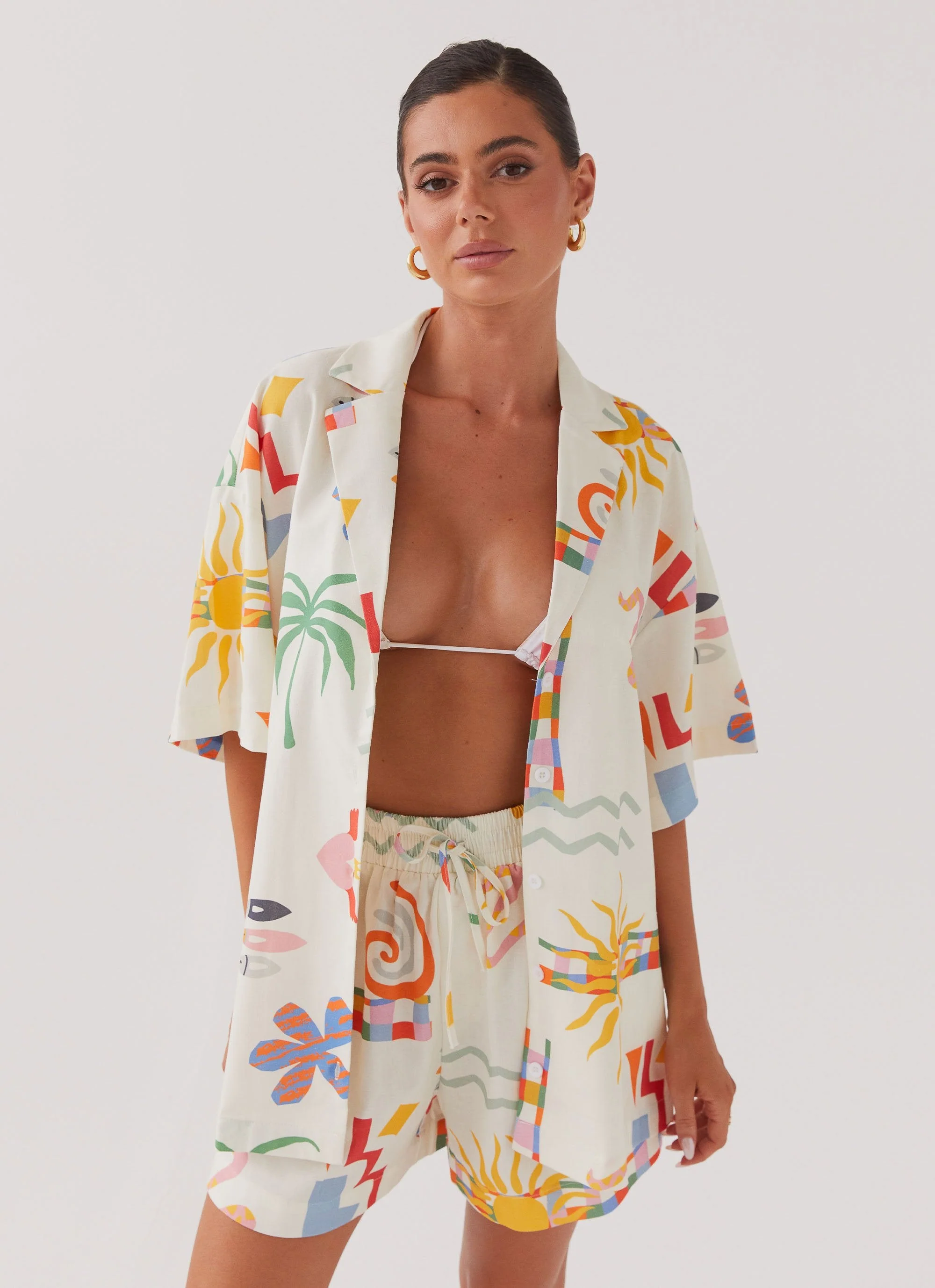 Tallulah Linen Shorts - Summer Palm - Image 2