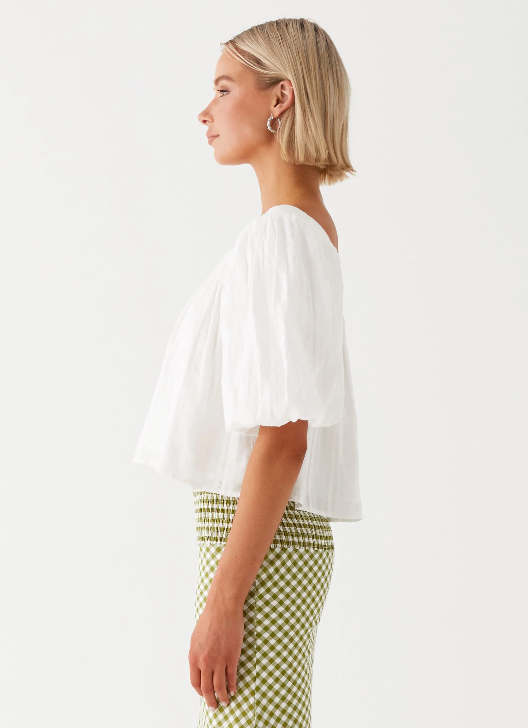 Tanika Puff Sleeve Top - White - Image 3