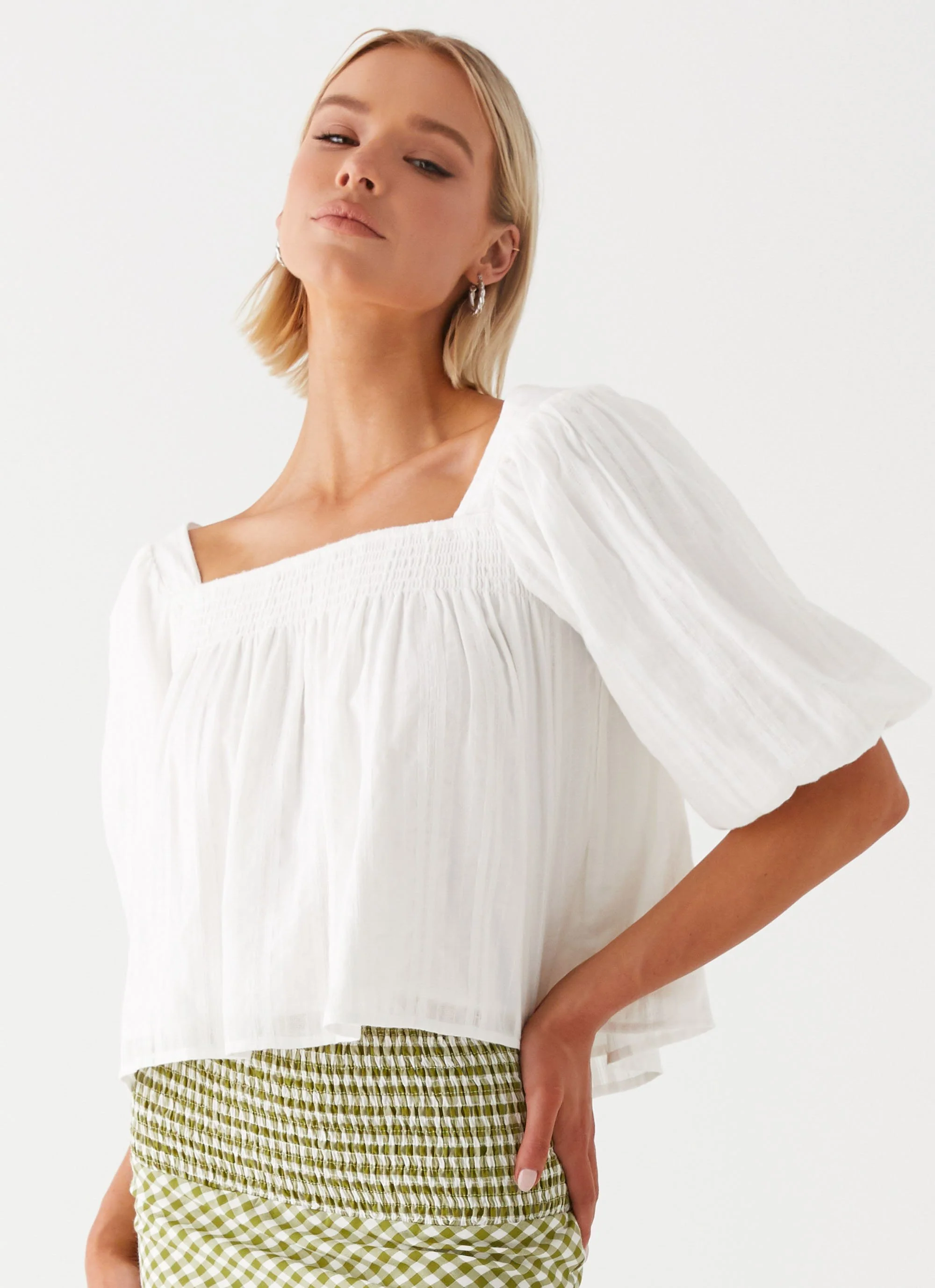 Tanika Puff Sleeve Top - White - Image 6