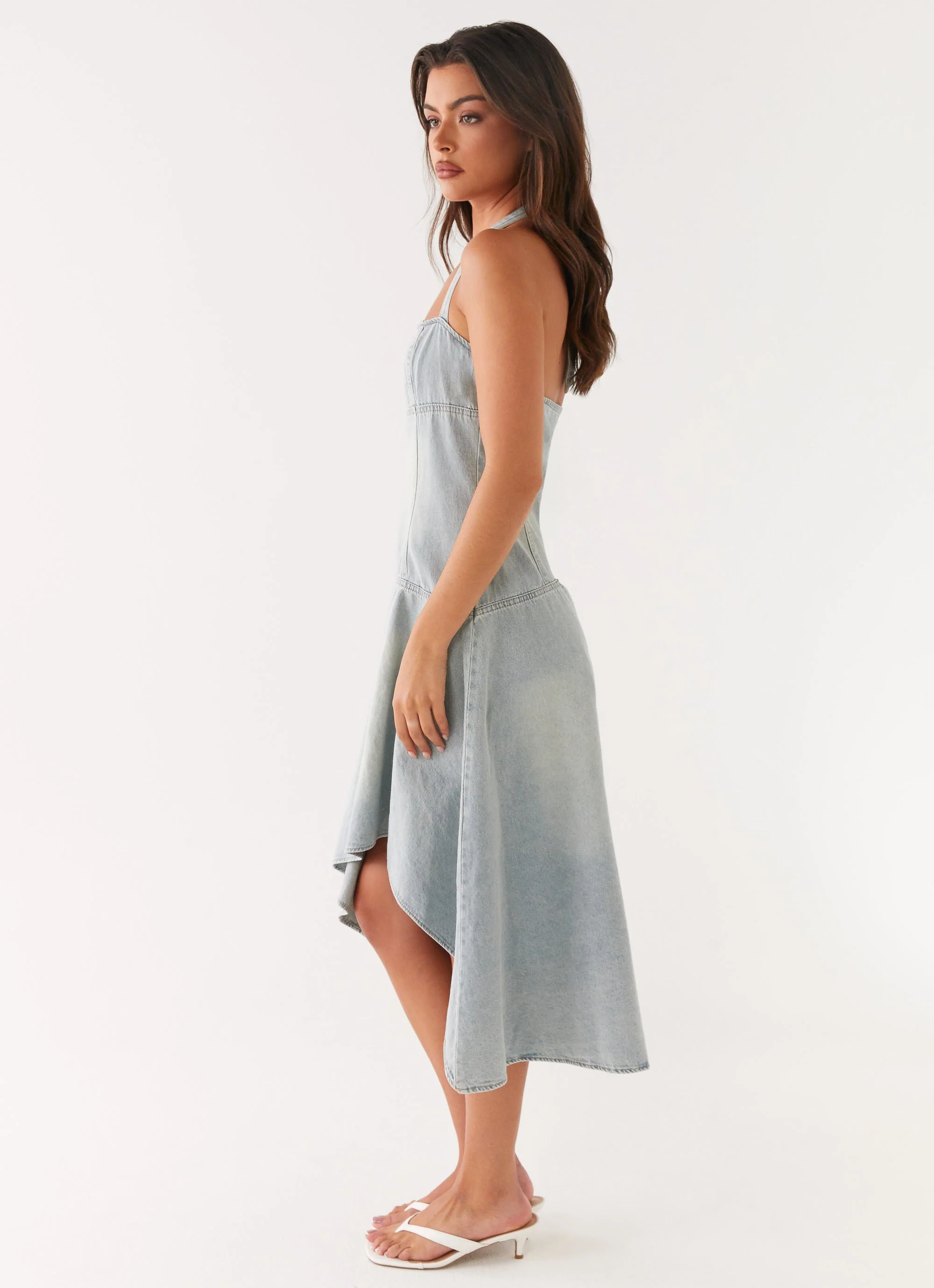 Tanisha Denim Midi Dress - Washed Blue - Image 5