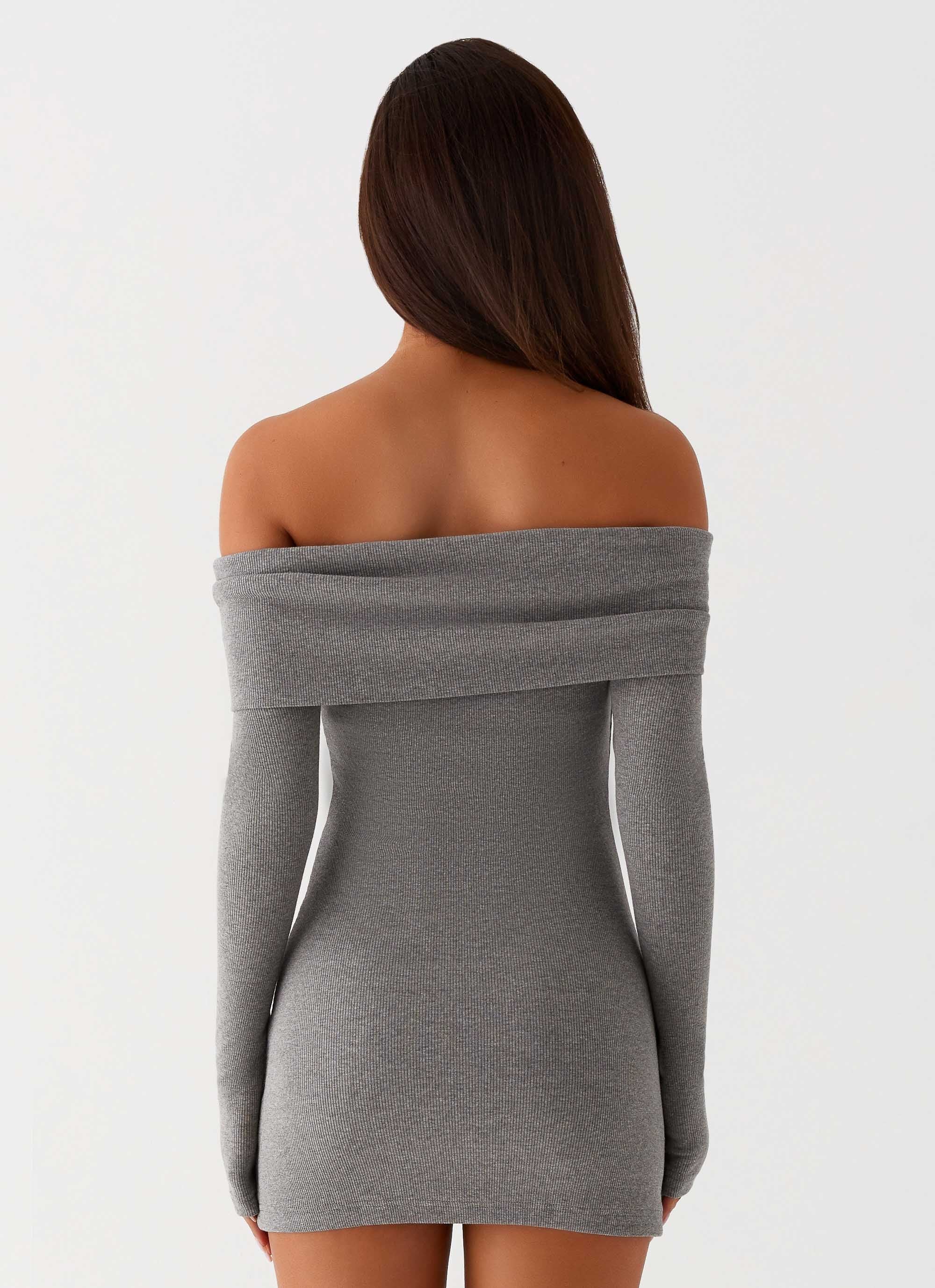 Tanzia Knit Mini Dress - Charcoal - Image 4