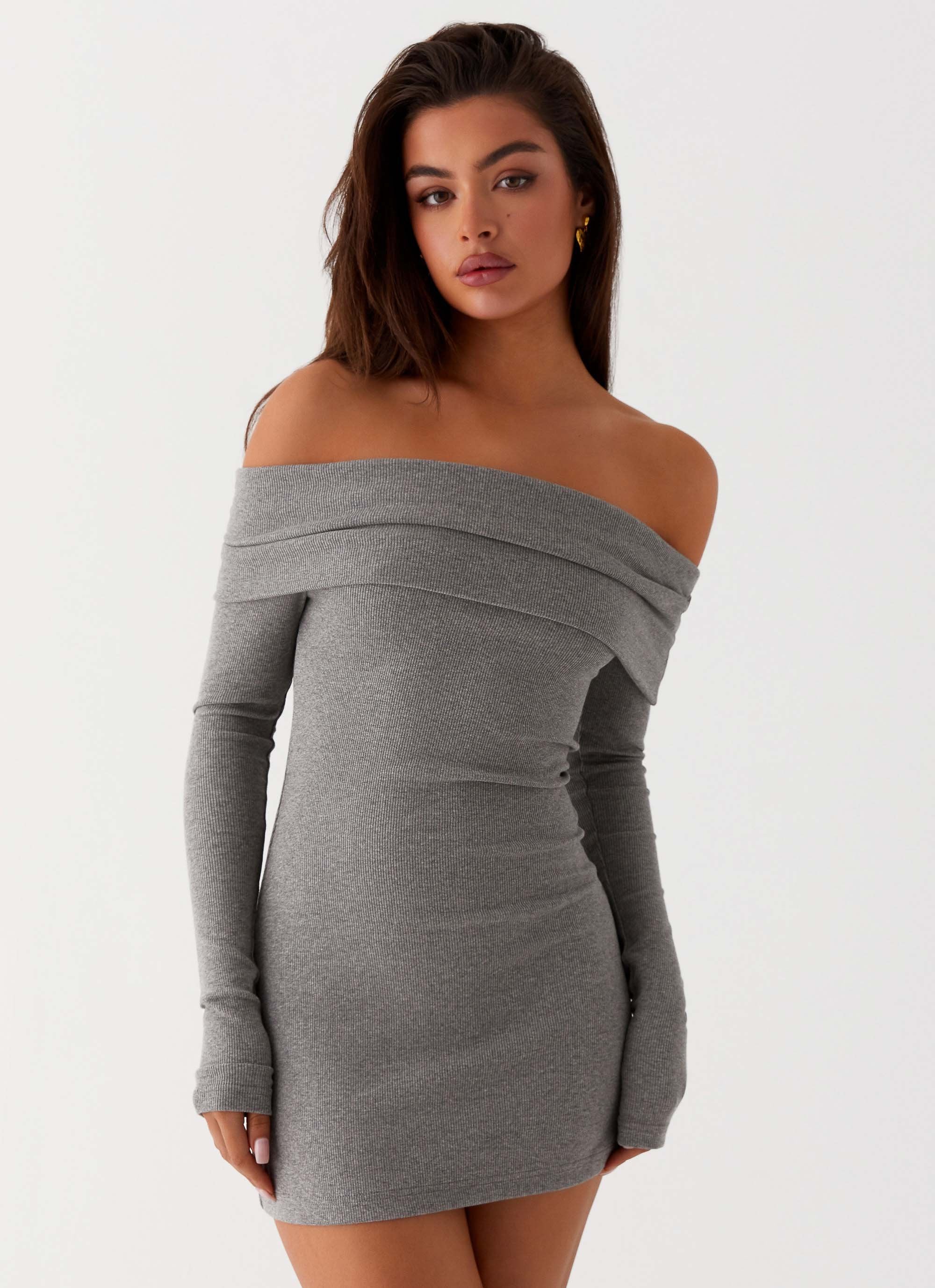 Tanzia Knit Mini Dress - Charcoal - Image 6