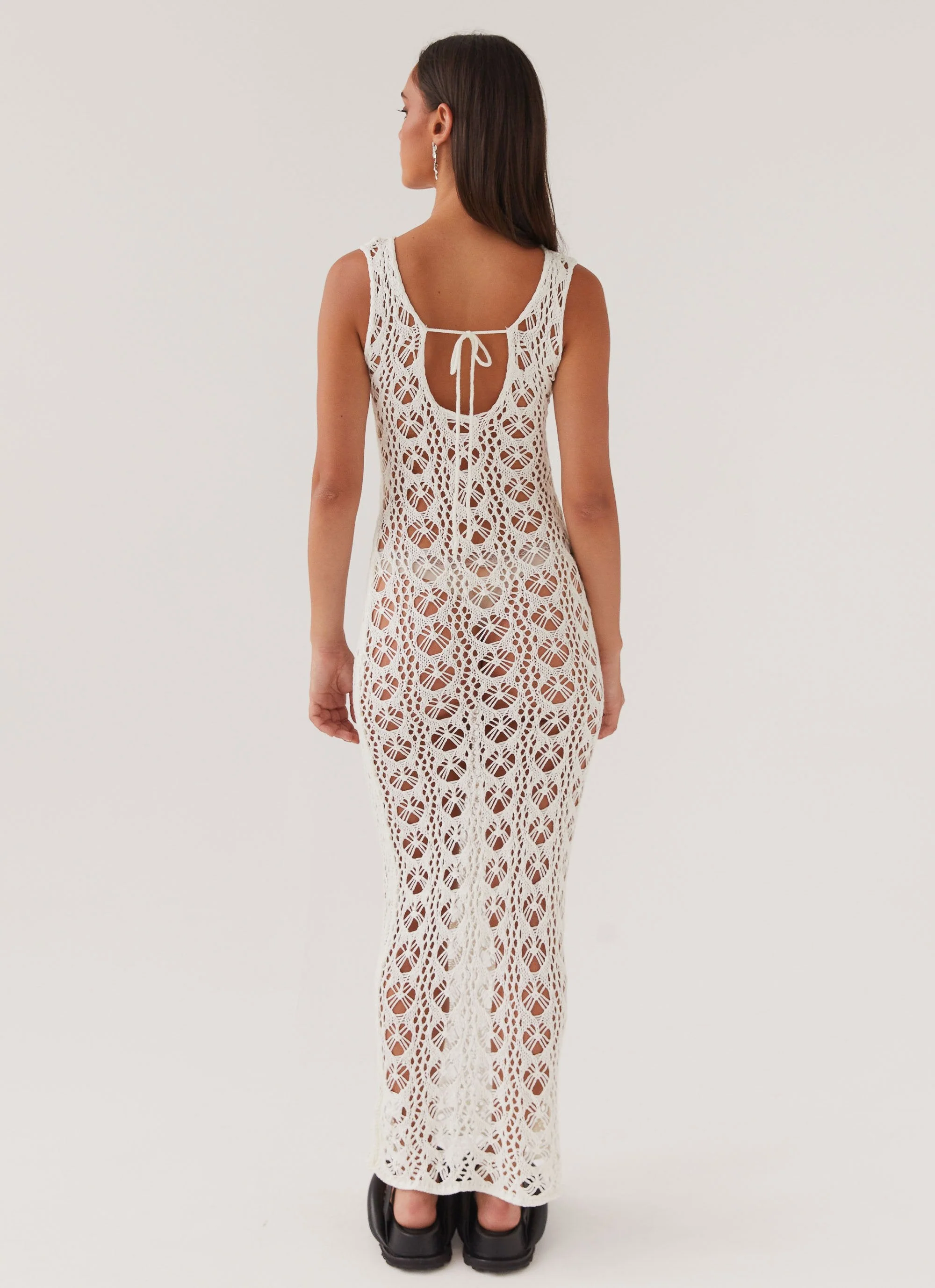 Tarlisa Crochet Maxi Dress - Cream - Image 5