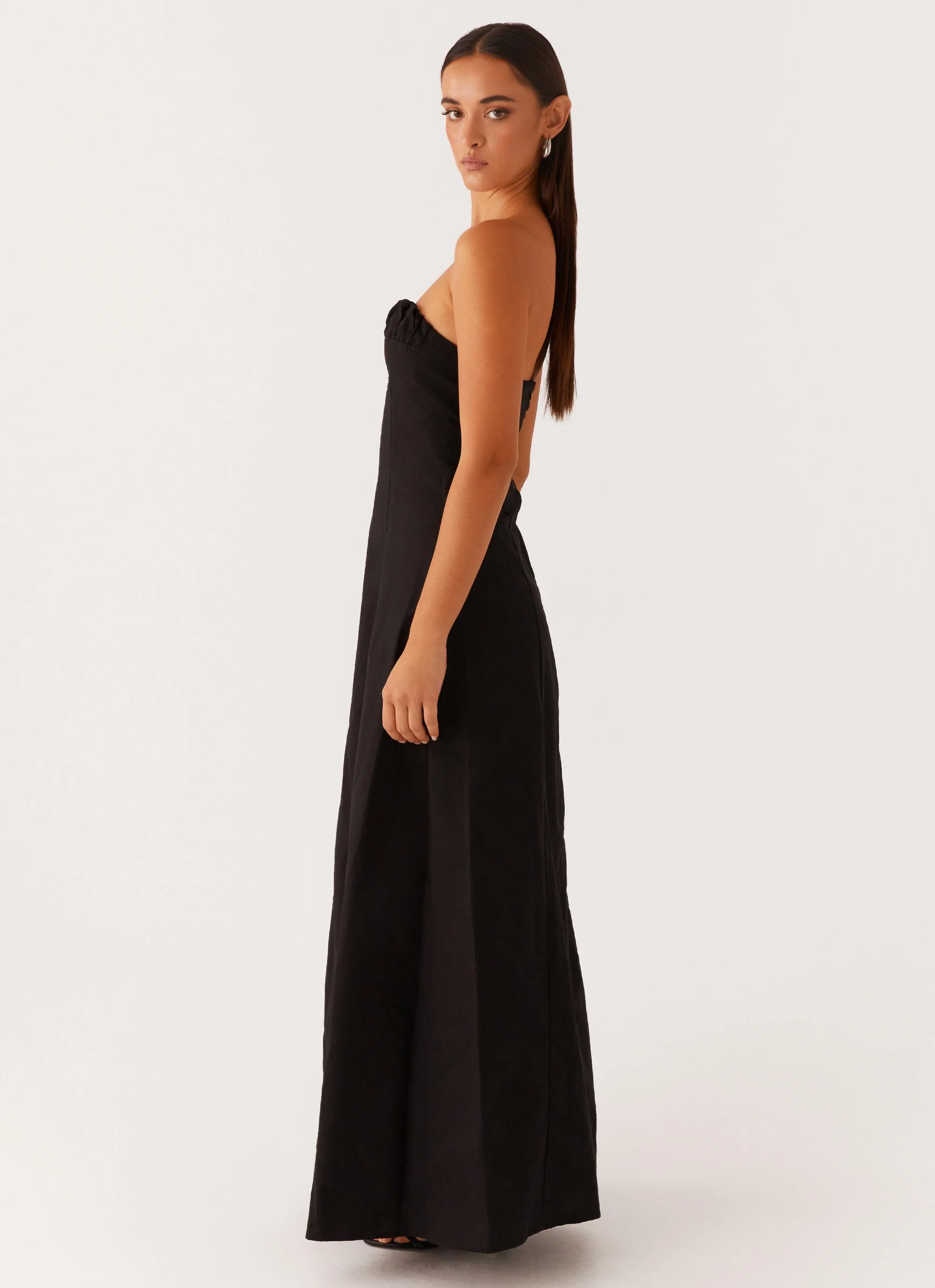 Tayla Linen Maxi Dress - Black - Image 2
