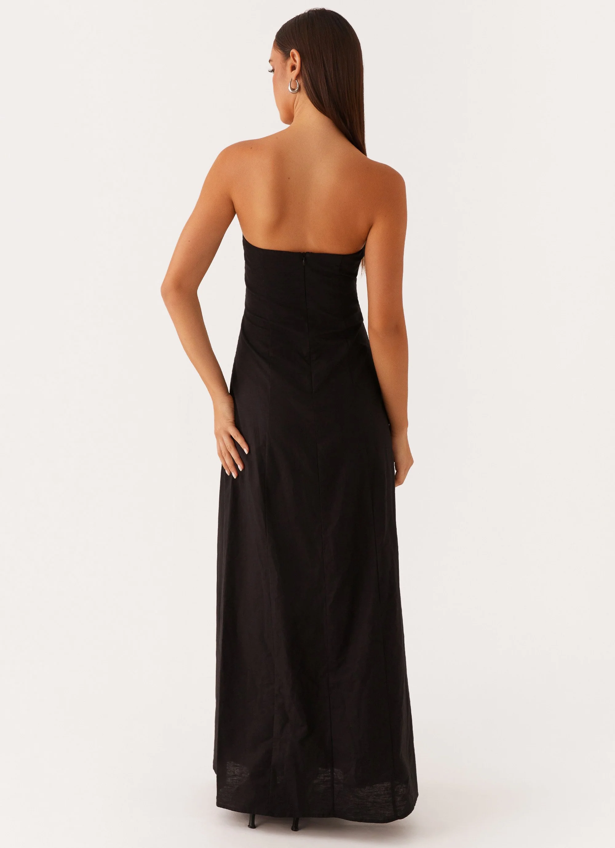 Tayla Linen Maxi Dress - Black - Image 3