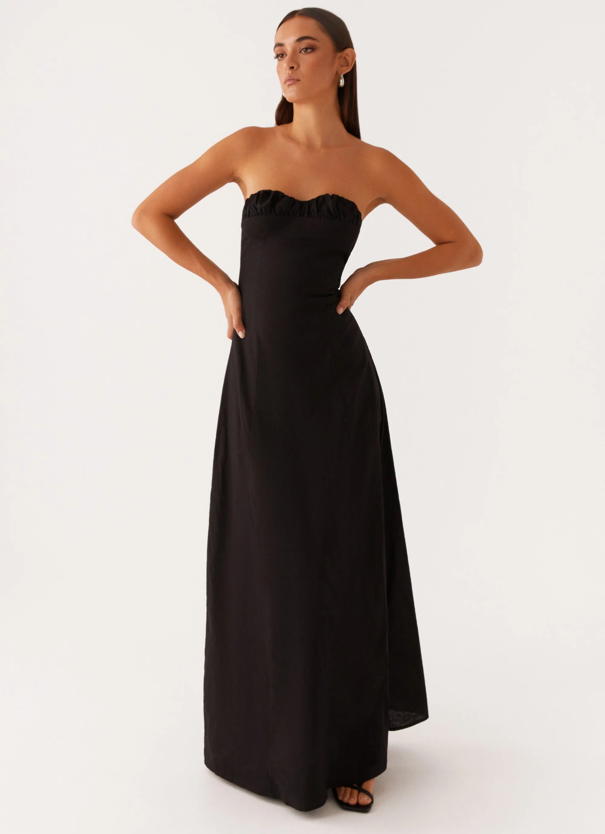 Tayla Linen Maxi Dress - Black - Image 5