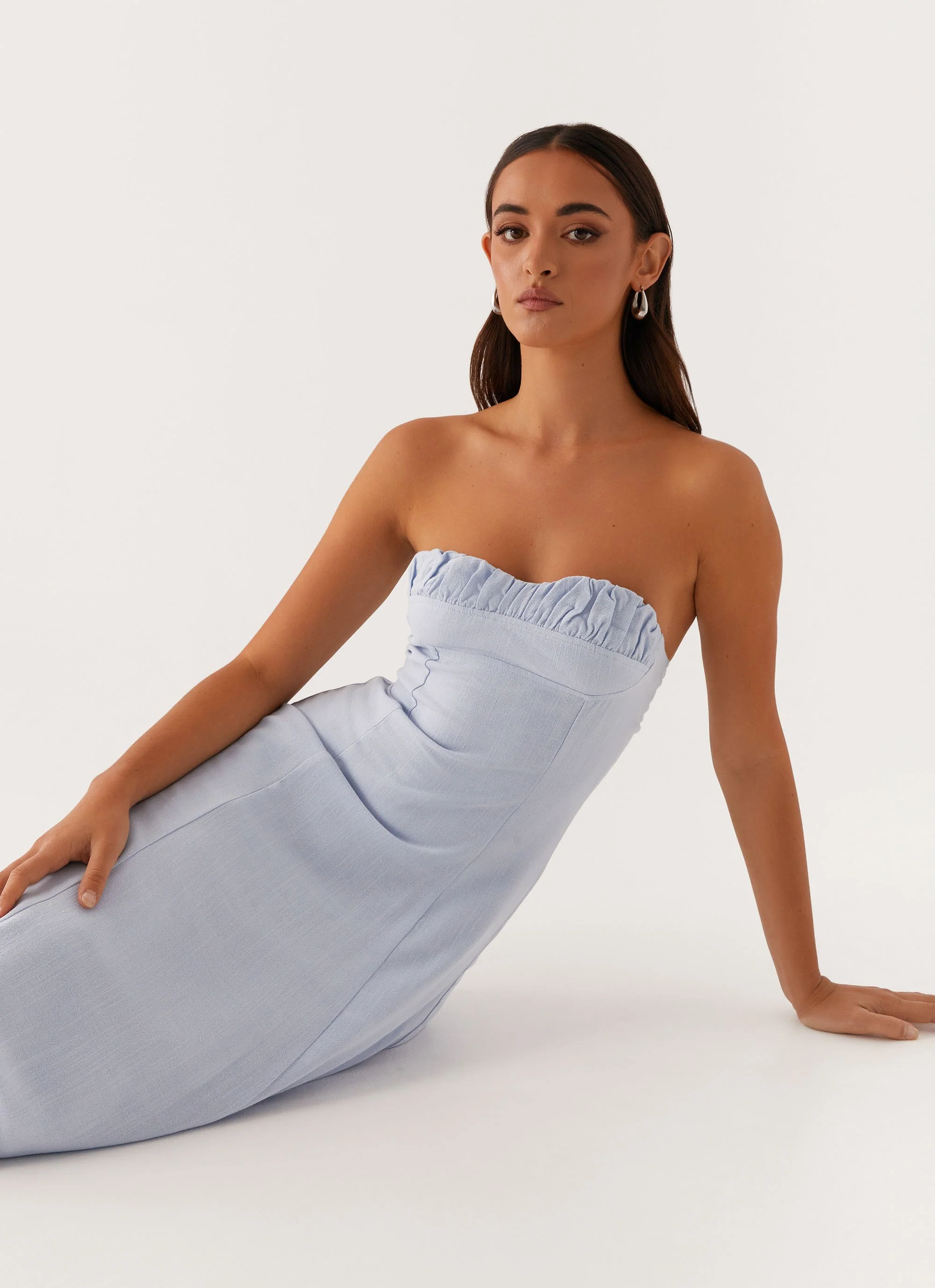 Tayla Linen Maxi Dress - Blue - Image 4