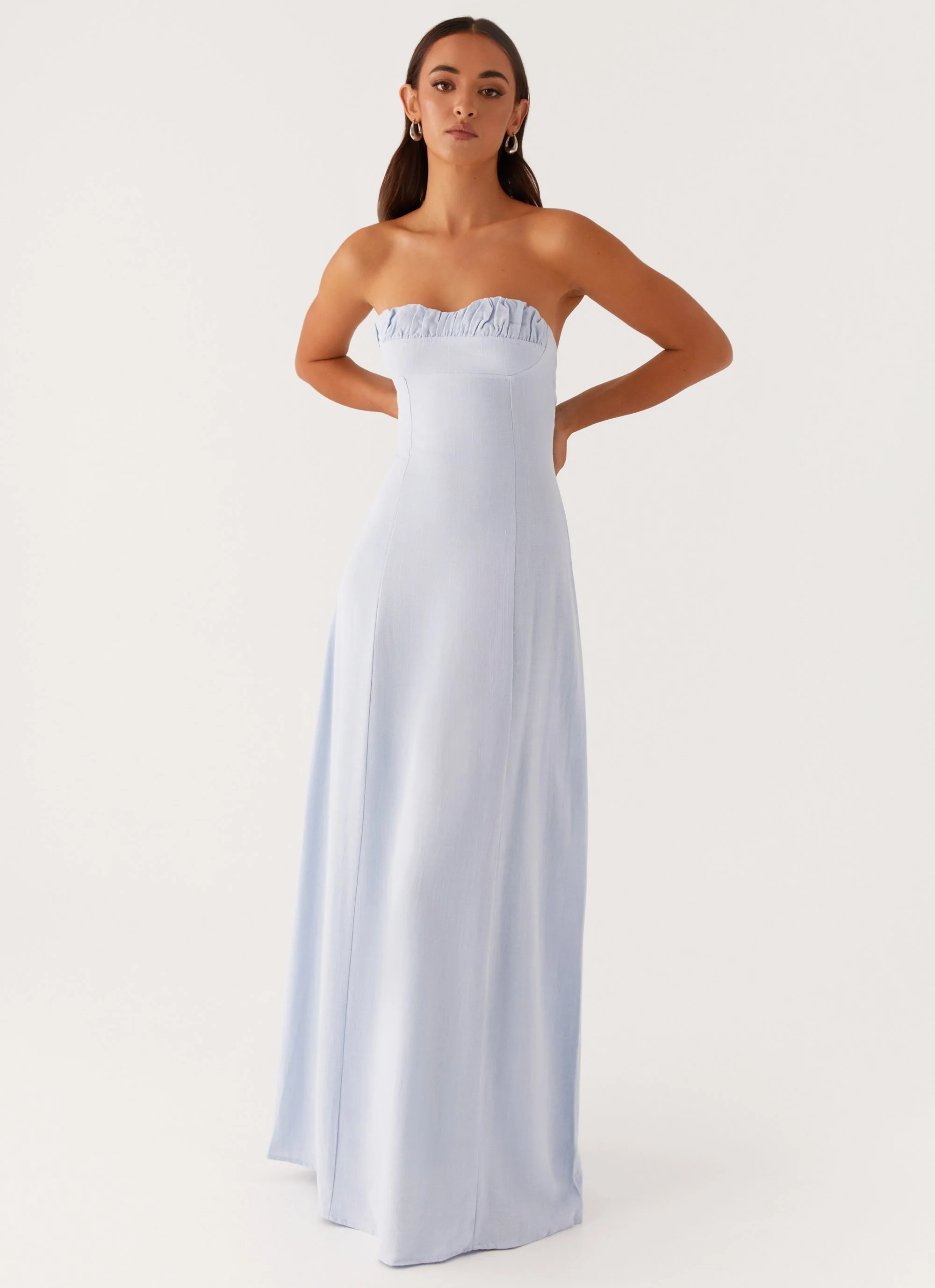 Tayla Linen Maxi Dress - Blue - Image 6