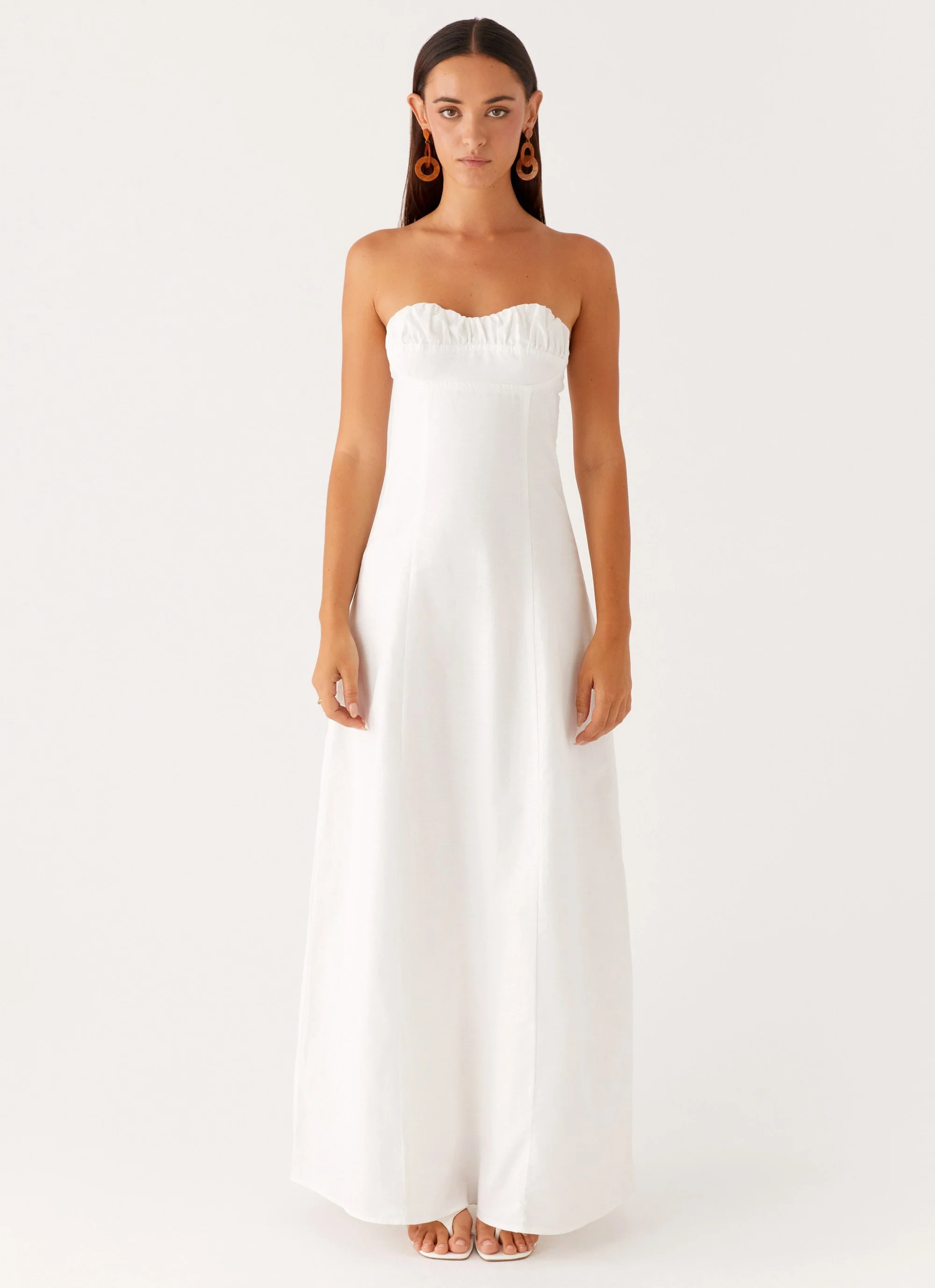 Tayla Linen Maxi Dress - White - Image 2