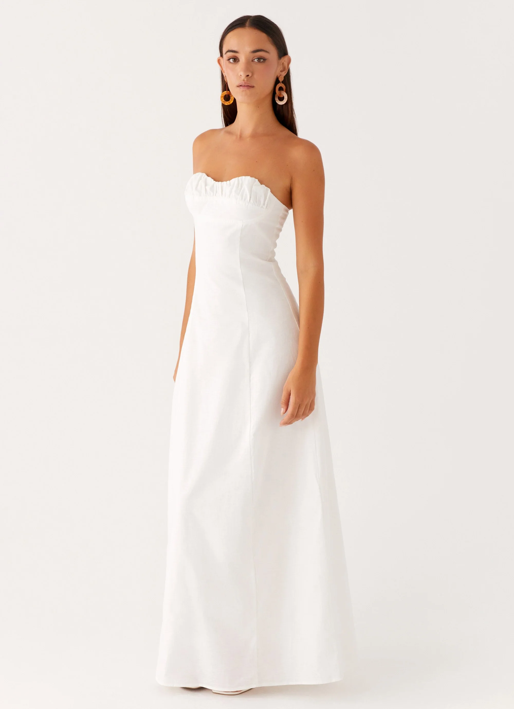 Tayla Linen Maxi Dress - White - Image 5