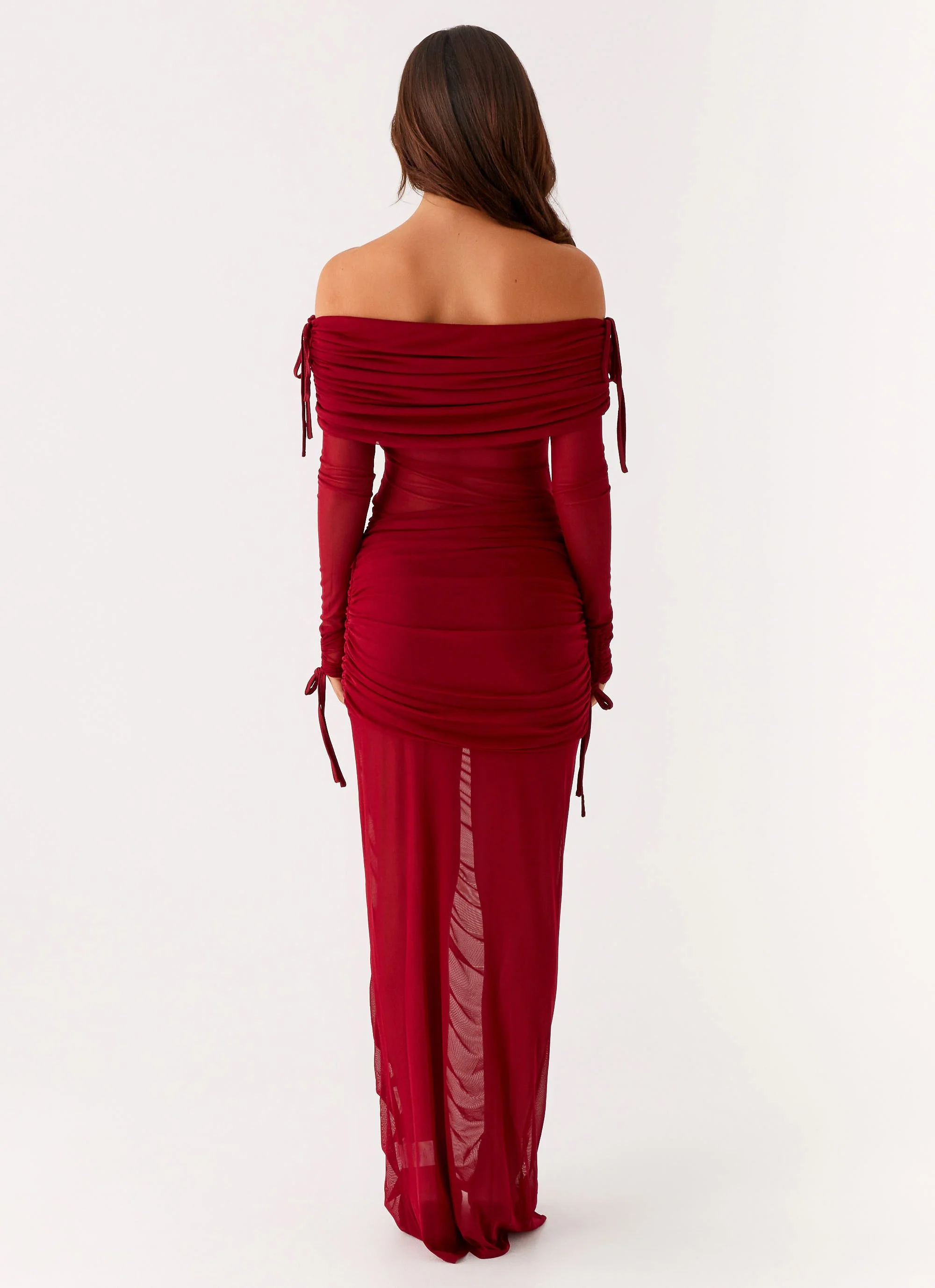 Teala Mesh Maxi Dress - Red - Image 4