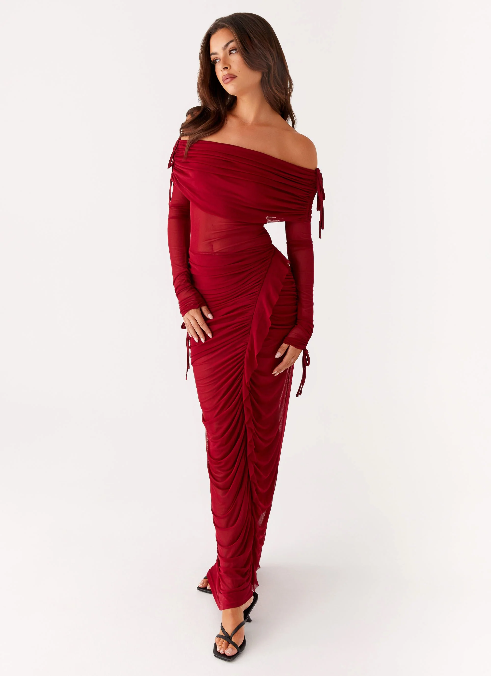Teala Mesh Maxi Dress - Red - Image 6