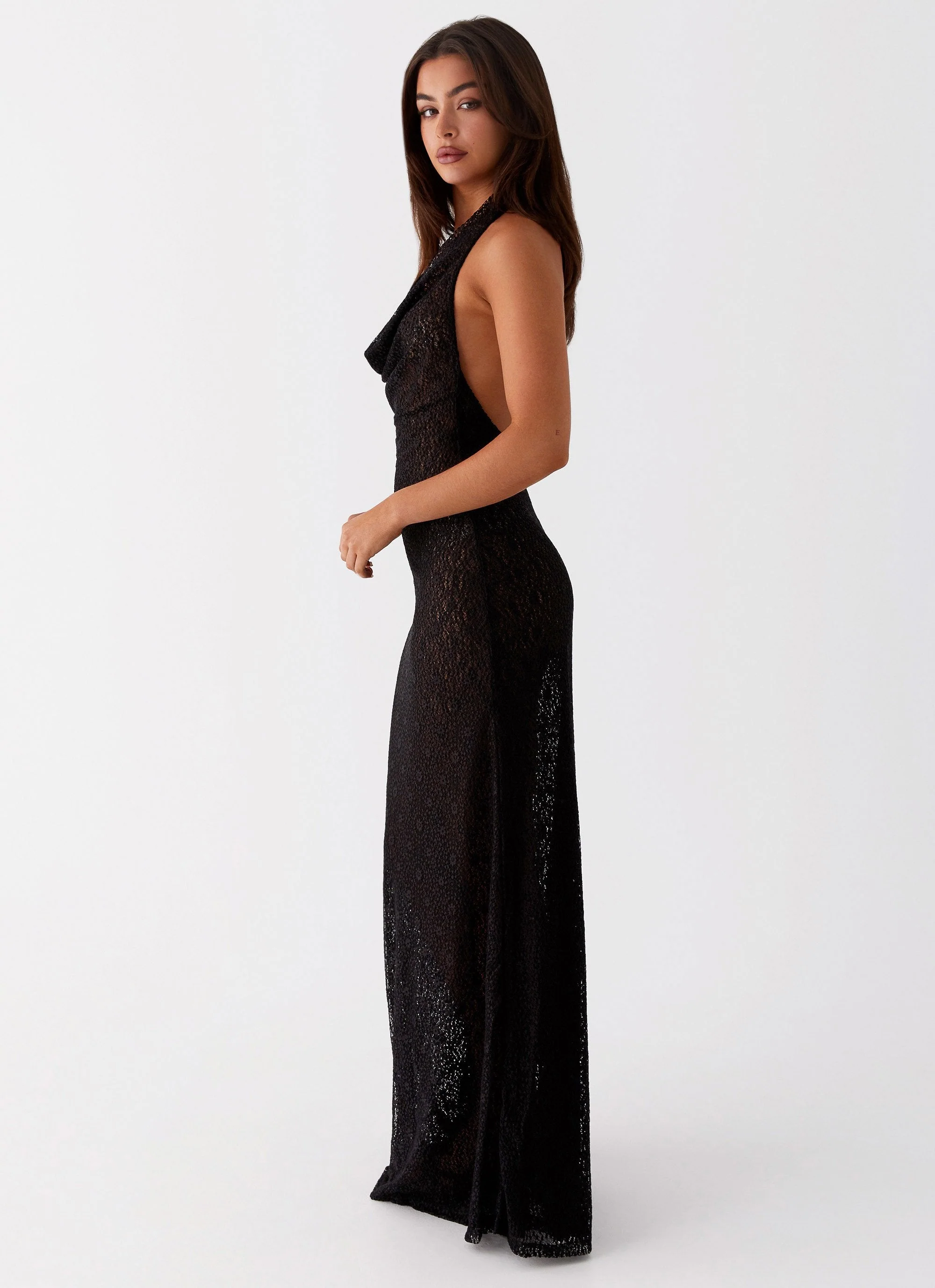Tempest Cowl Neck Maxi Dress - Black - Image 3