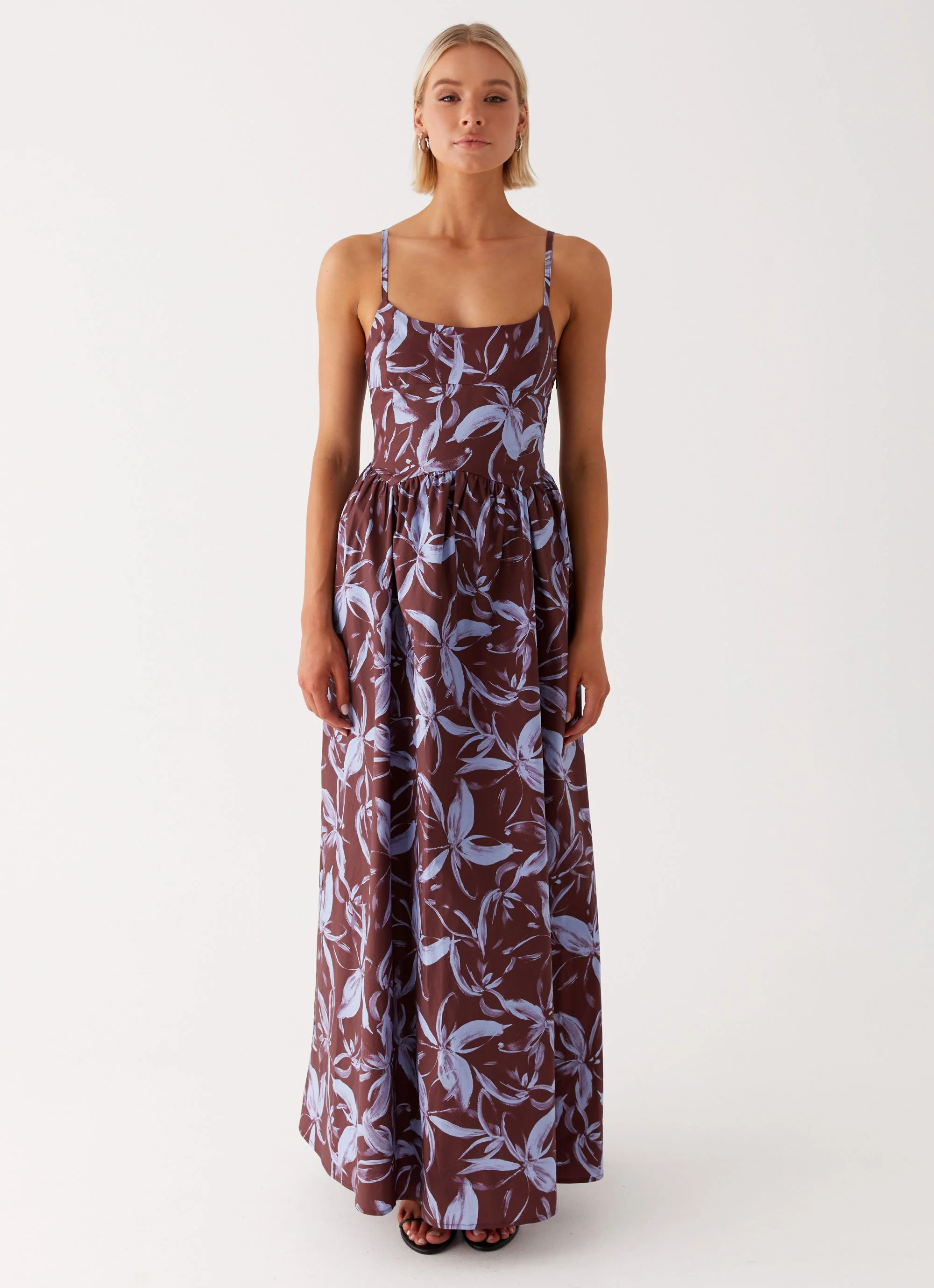 Tesoro Maxi Dress - Brown Purple Floral - Image 2