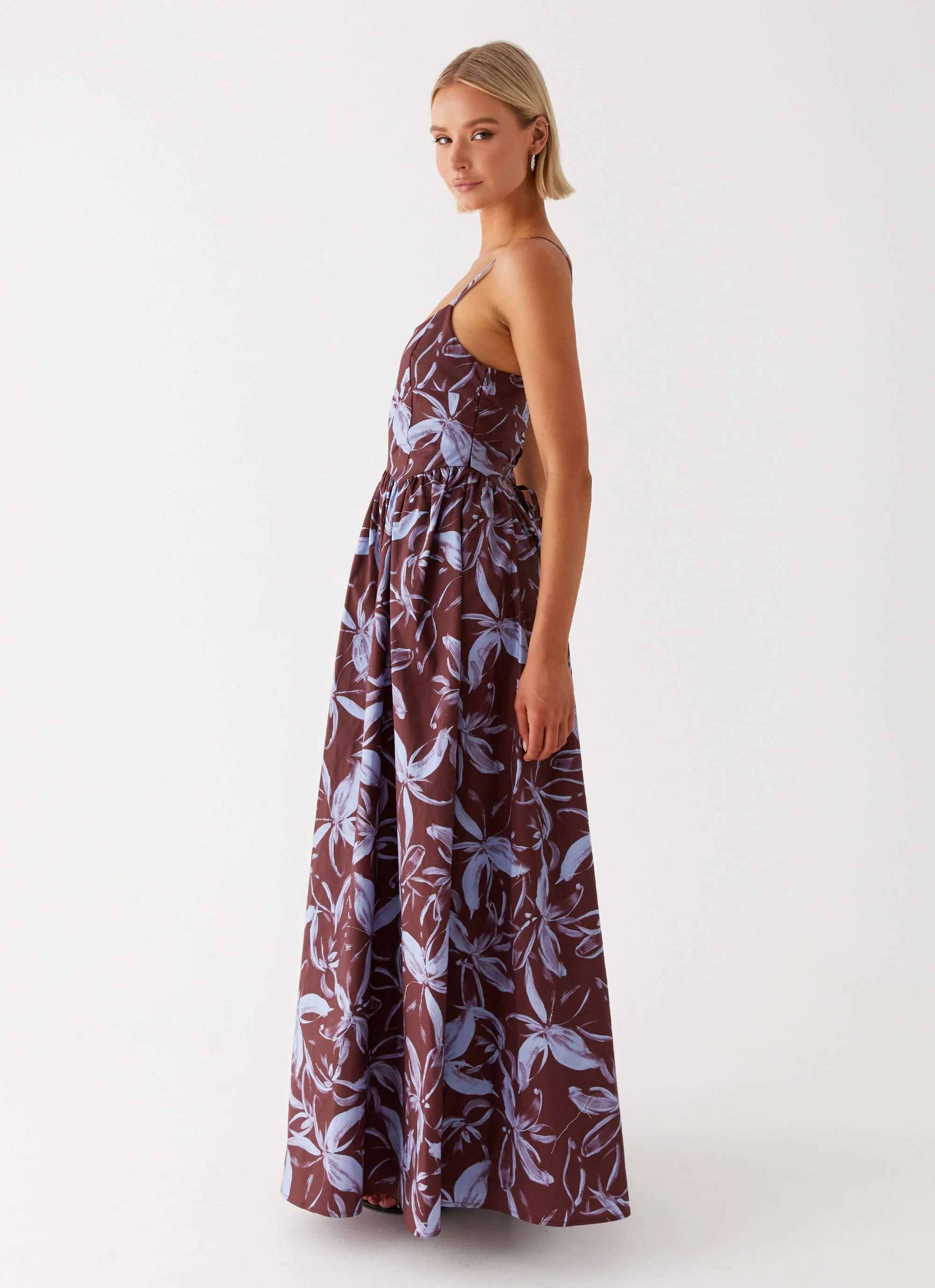 Tesoro Maxi Dress - Brown Purple Floral - Image 3