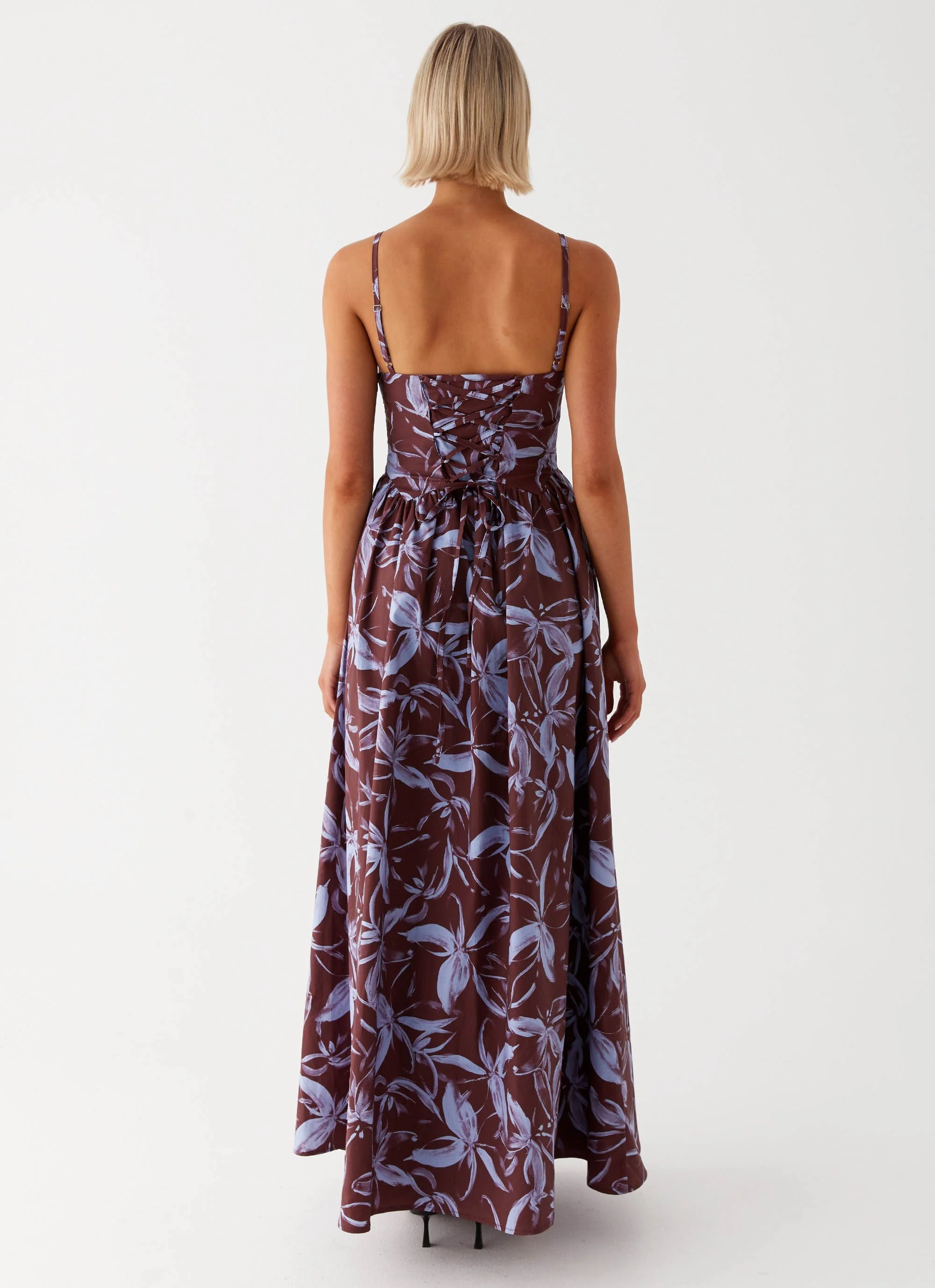 Tesoro Maxi Dress - Brown Purple Floral - Image 4