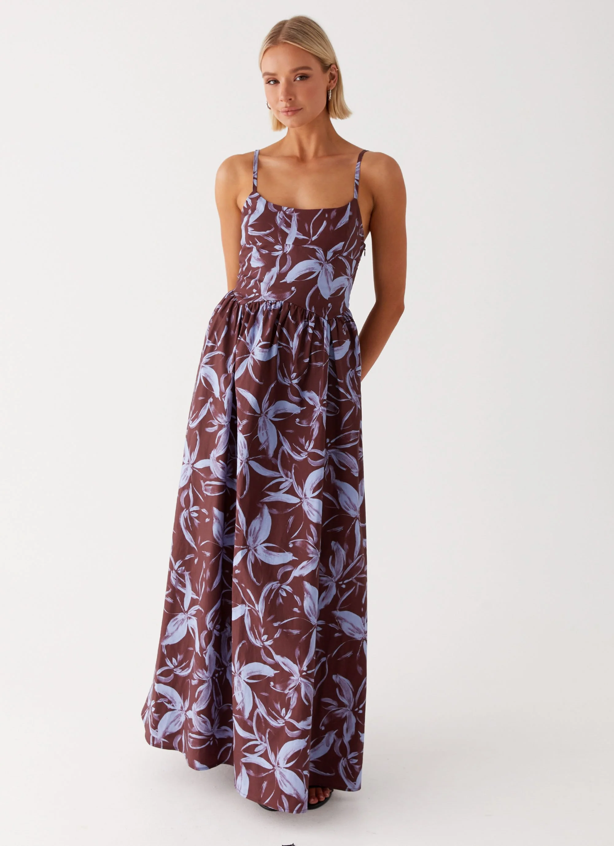 Tesoro Maxi Dress - Brown Purple Floral - Image 6