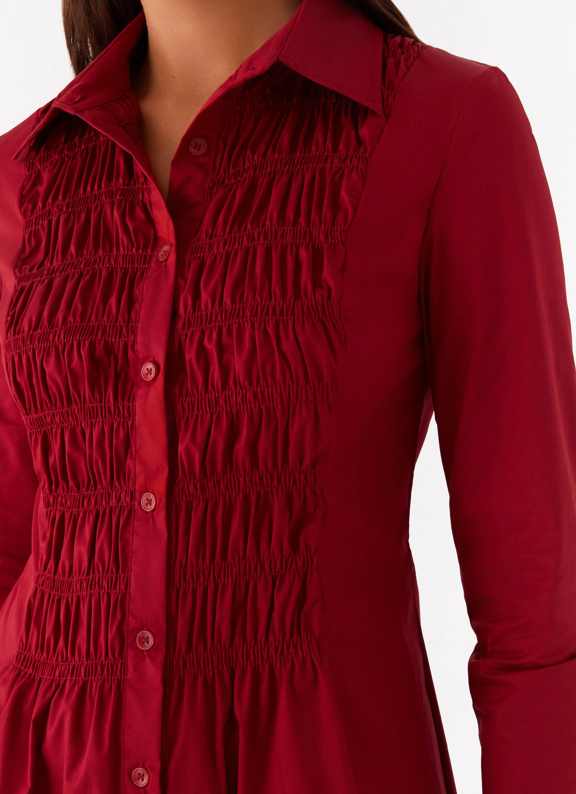 Tessie Shirred Shirt Dress - Rhubarb - Image 5