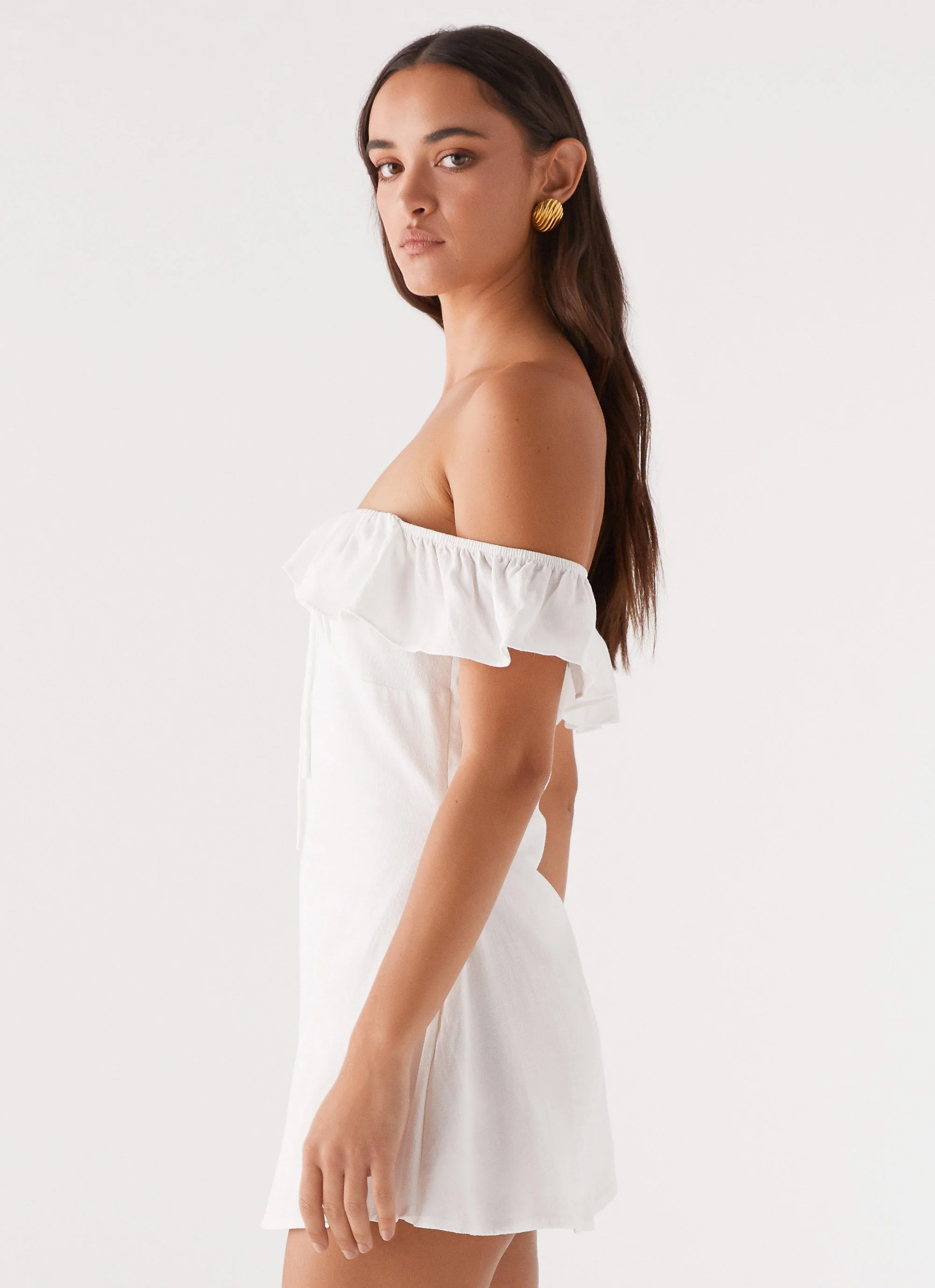 Texas Sun Linen Mini Dress - White - Image 5