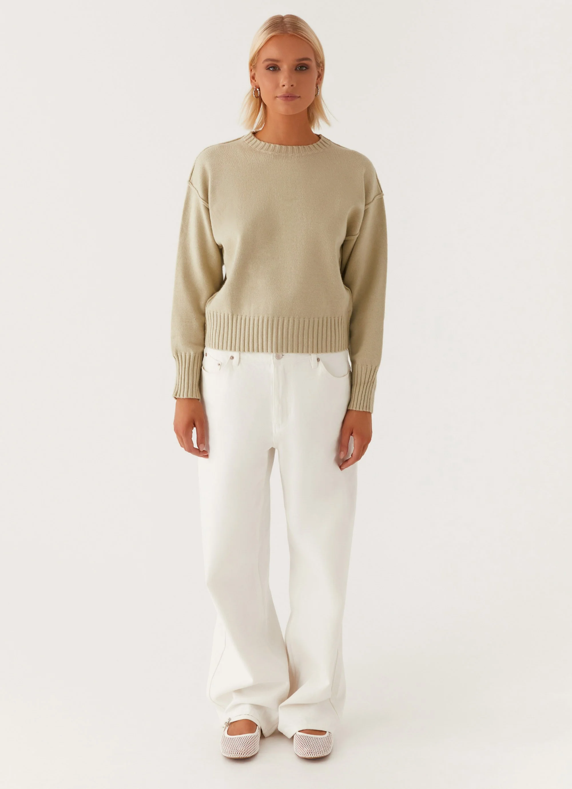 Thelma Oversized Knit Sweater - Pastel Green - Image 2