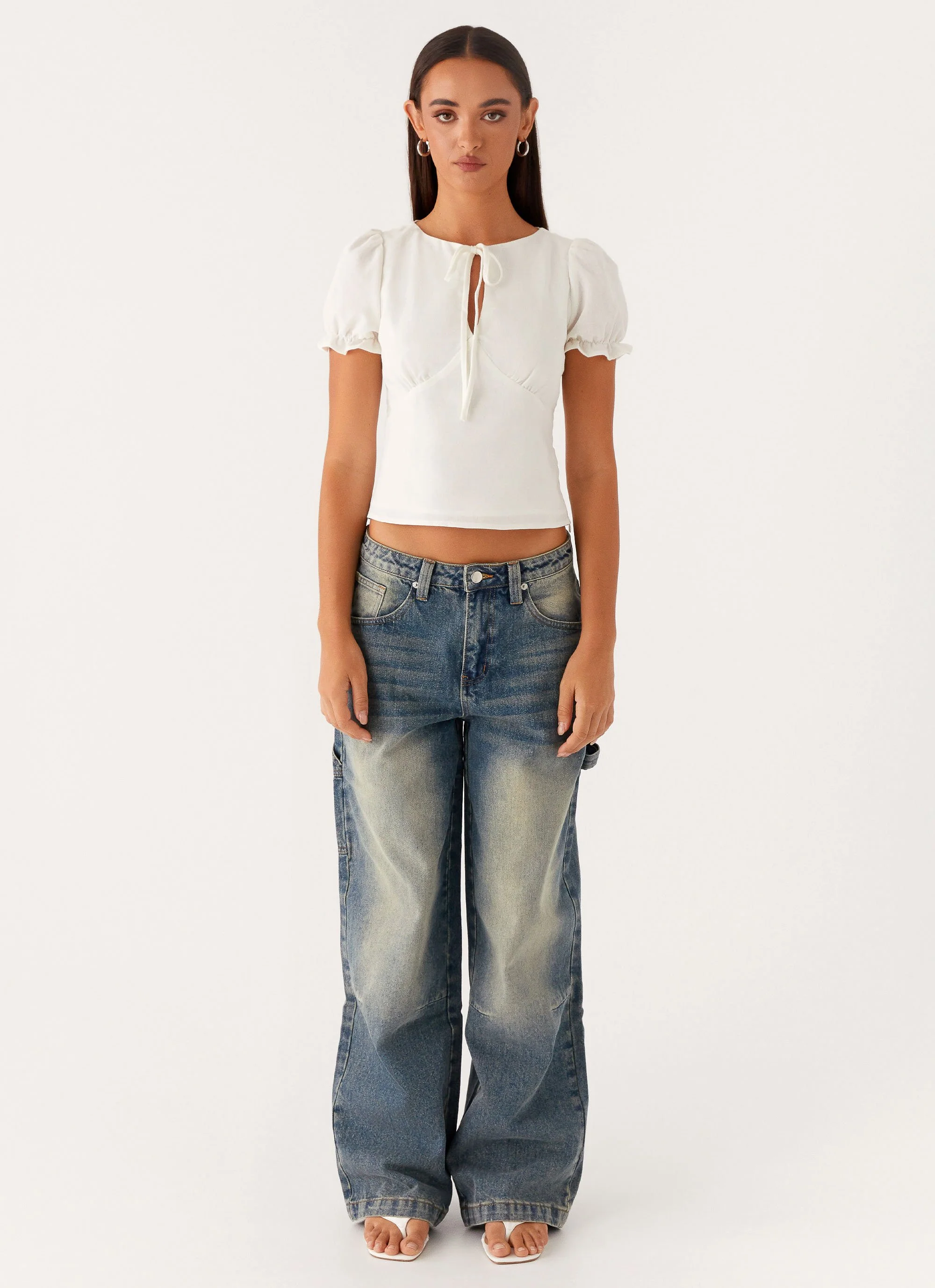 These Words Puff Sleeve Top - White - Image 2