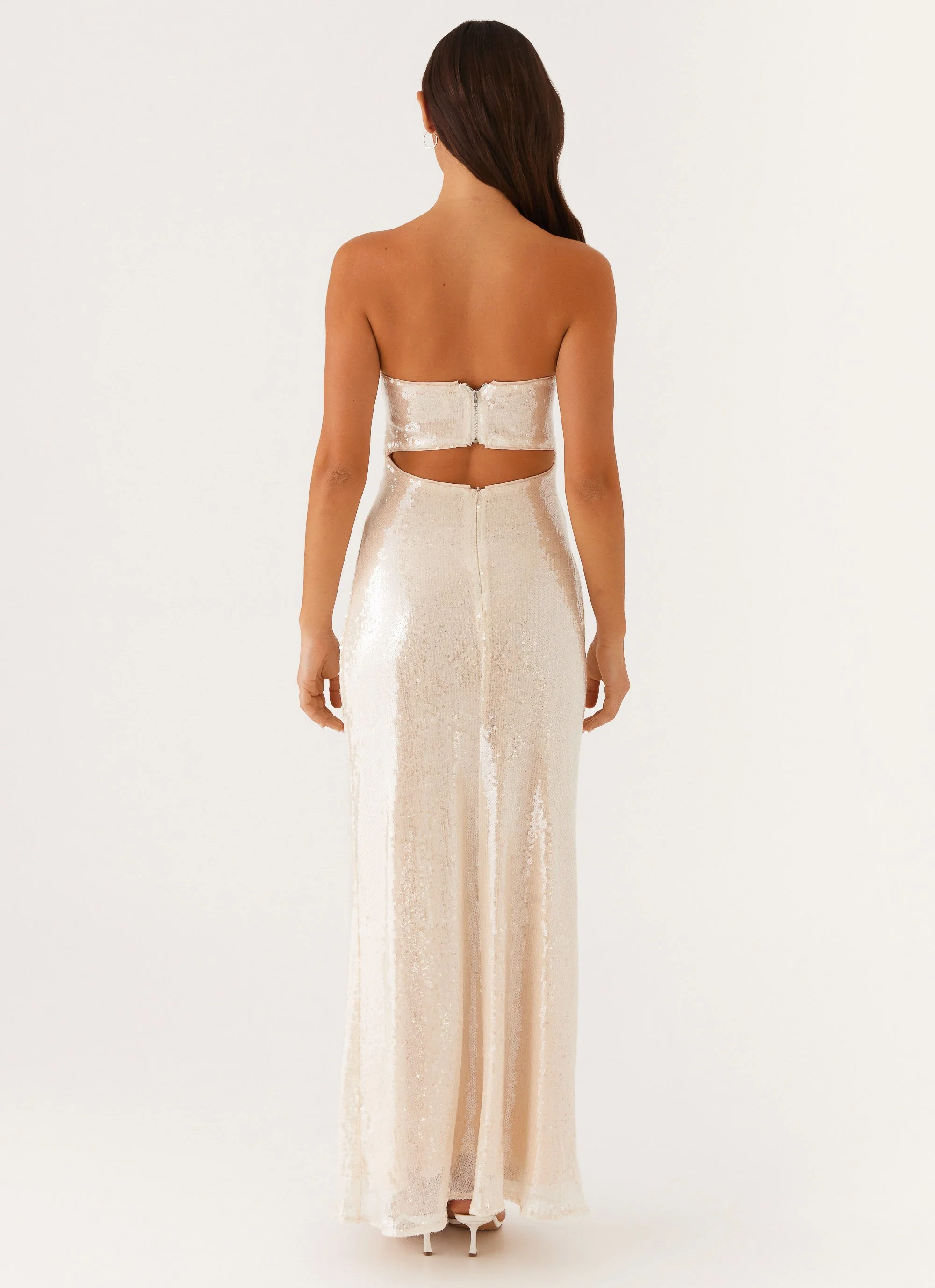 Tianna Strapless Sequin Maxi Dress - Ivory - Image 3